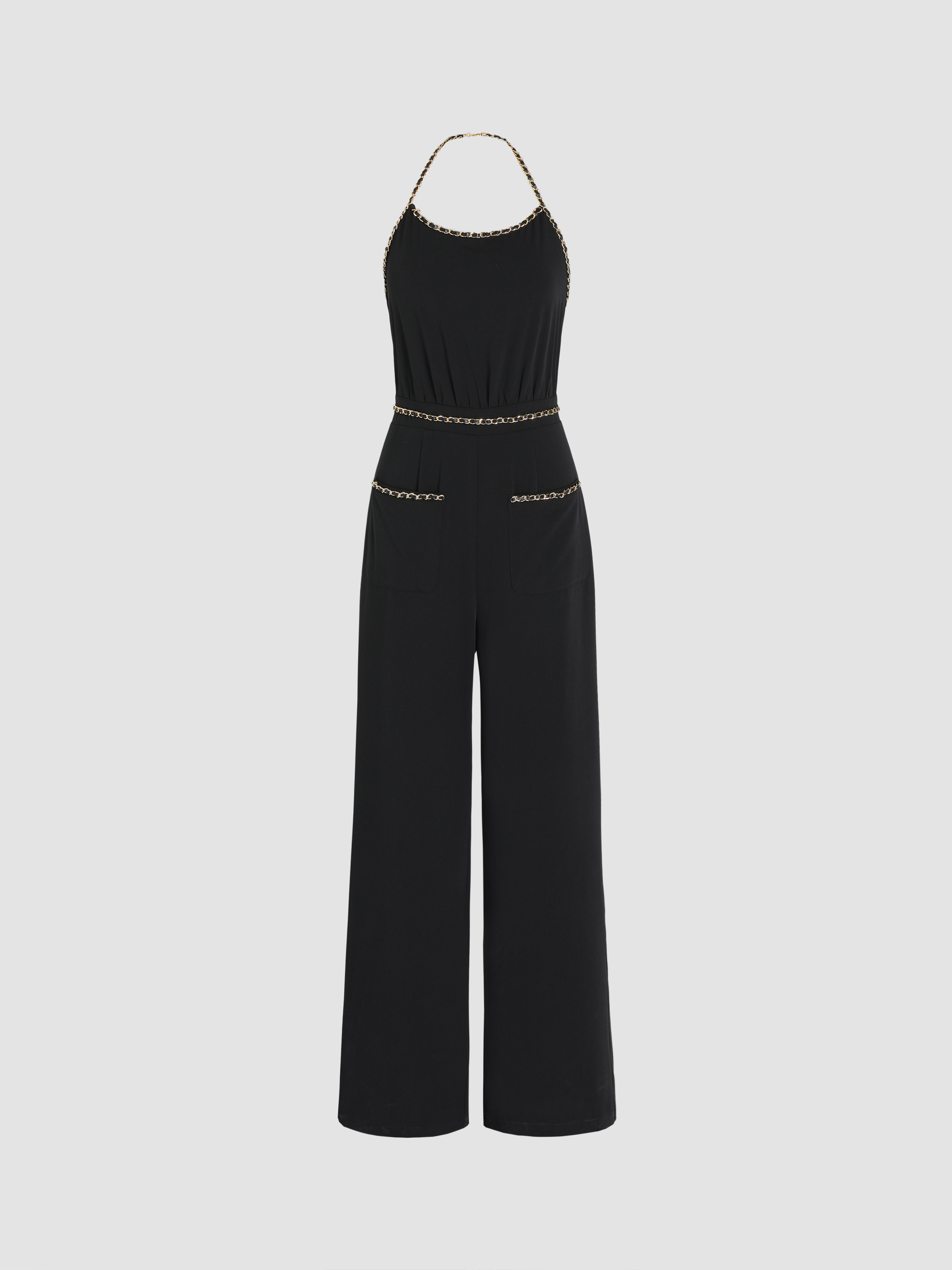 Chain Detail Halter Jumpsuit Cider