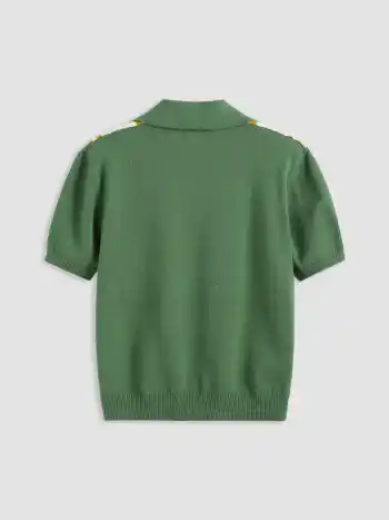 Gestreifter Strick-Polo-Oberteil