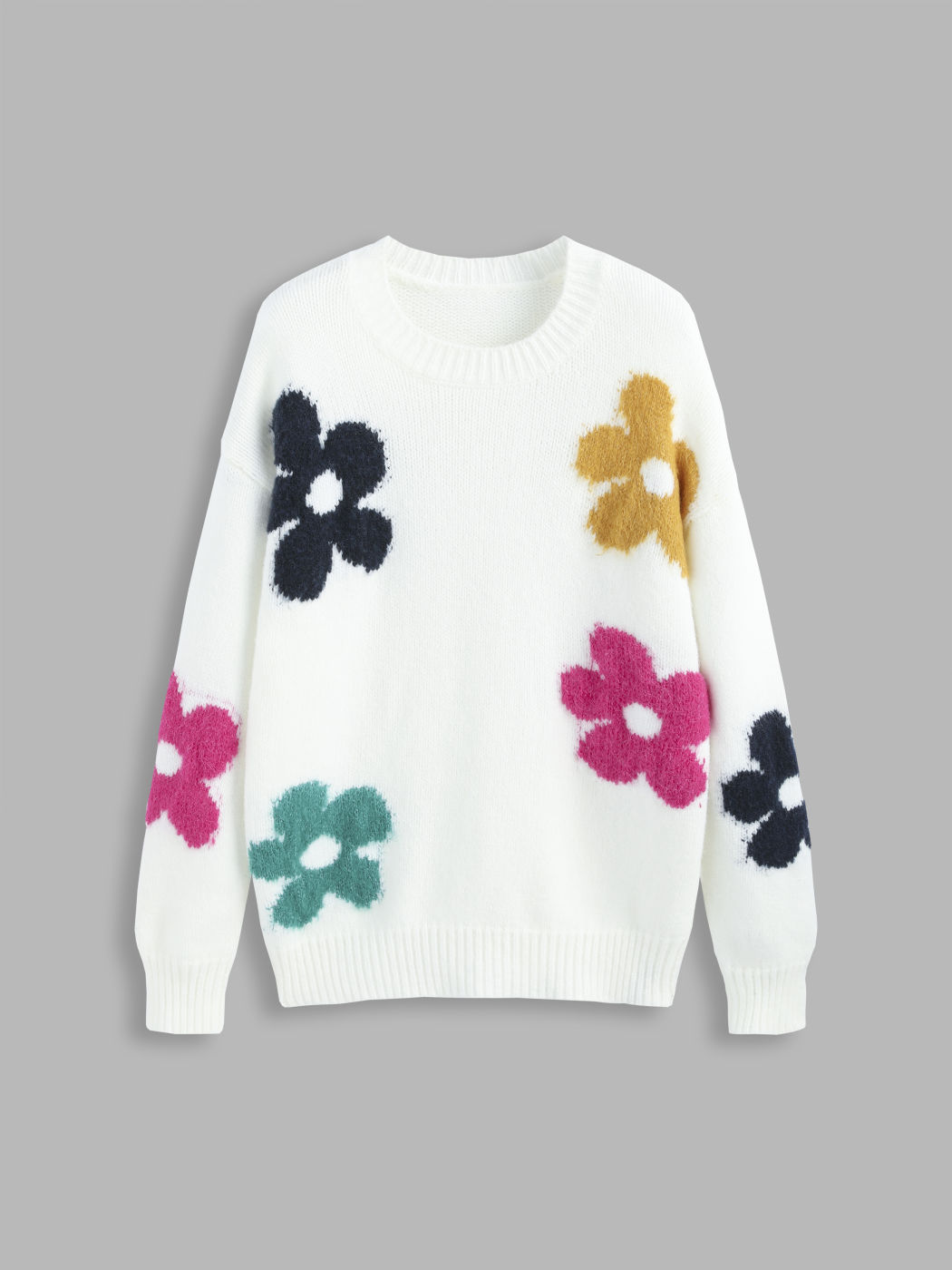 Floral Oversized Knit Sweater For School Daily Casual Picnic Coffee Shop