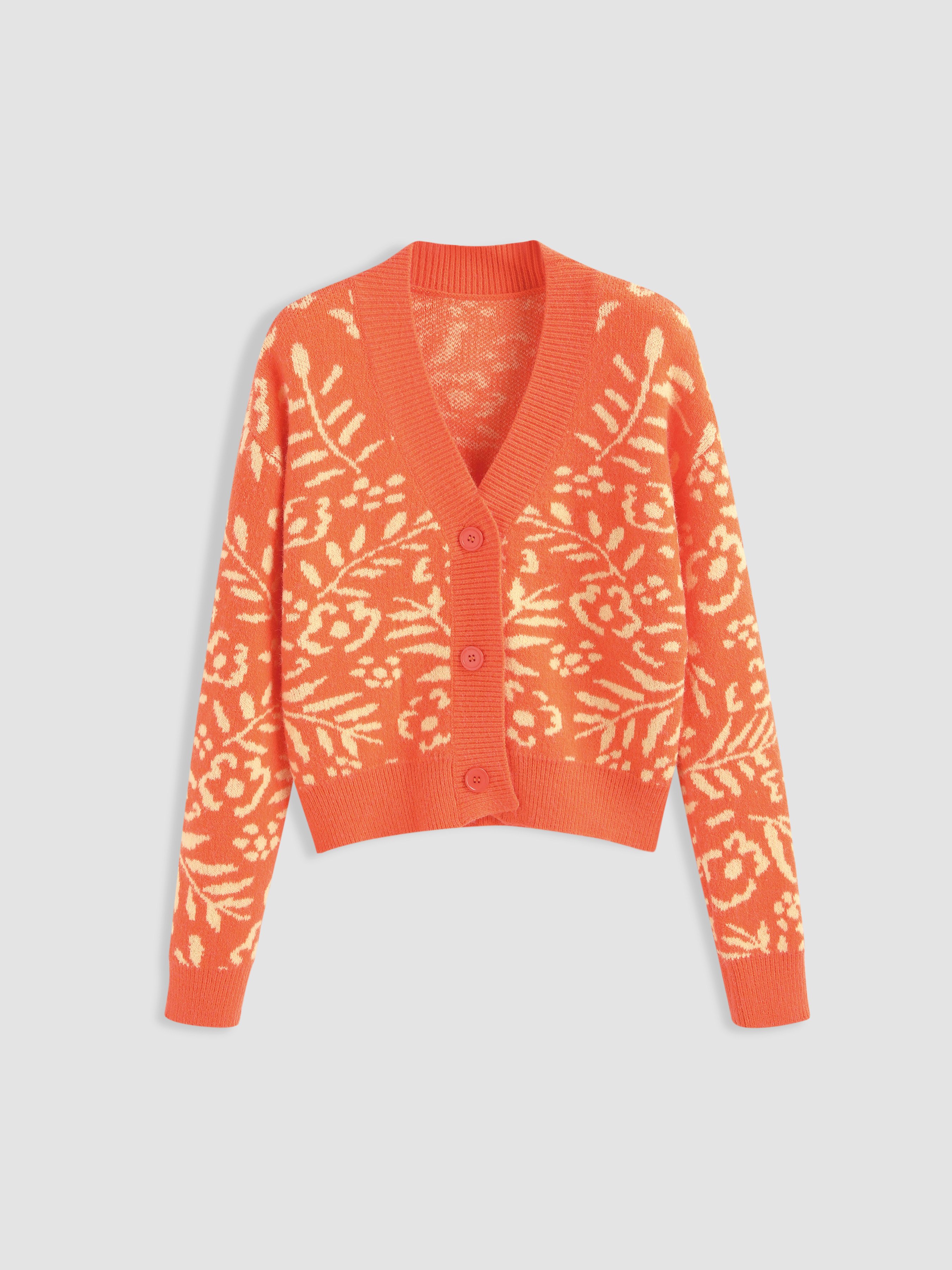Floral Print Button-Up Knit Cardigan main image 1