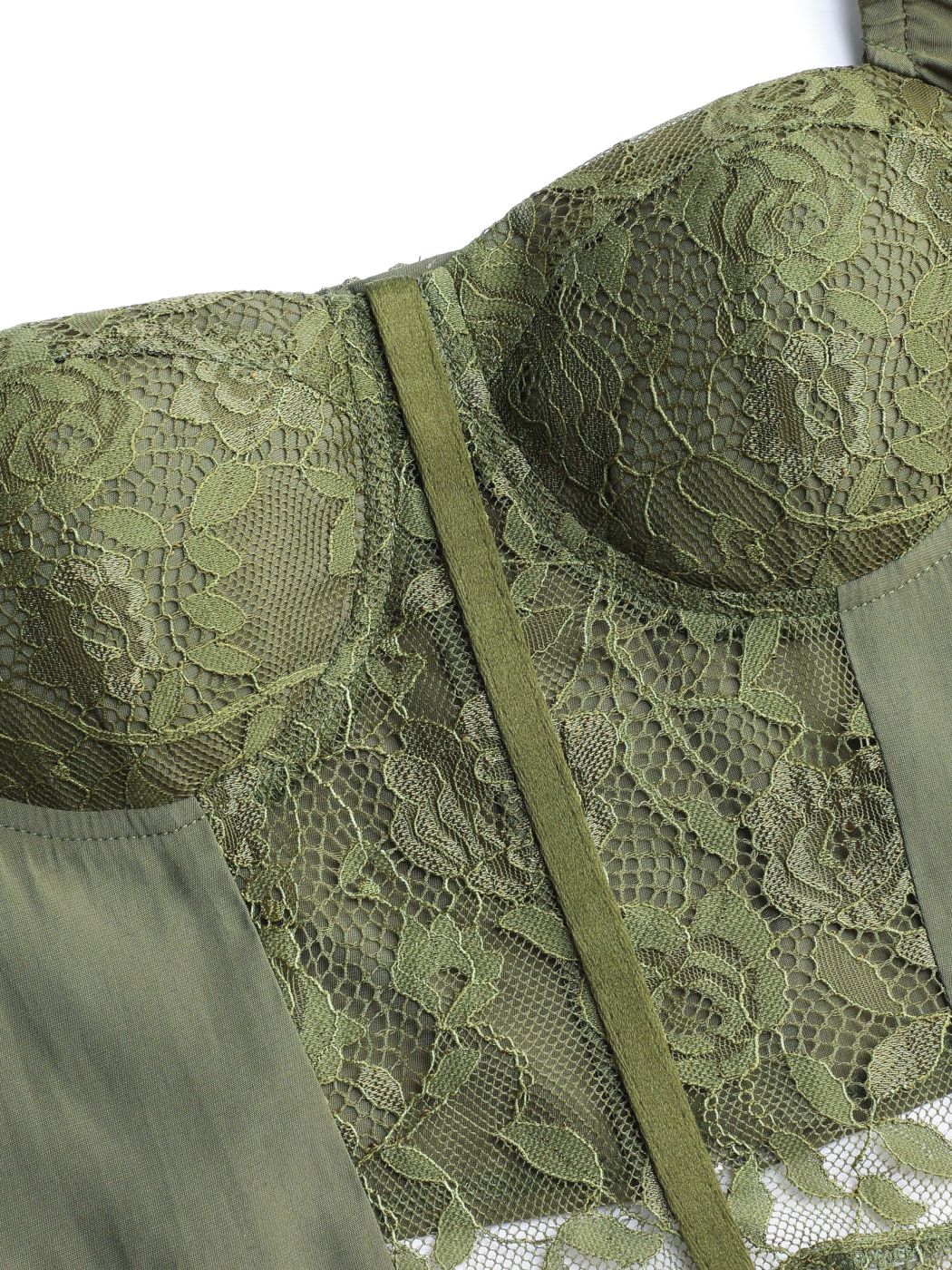 Hollow Out Mesh Sleeves Boning Corset Top