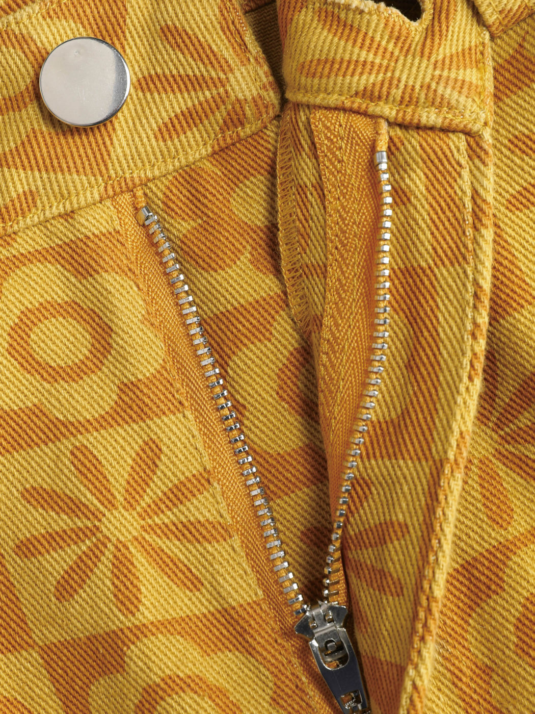 Blumen-Gingham-Jeans mit weitem Bein