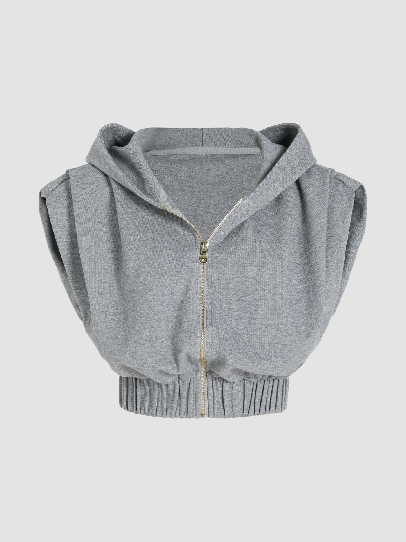Solid Sleeveless Cropped Hoodie