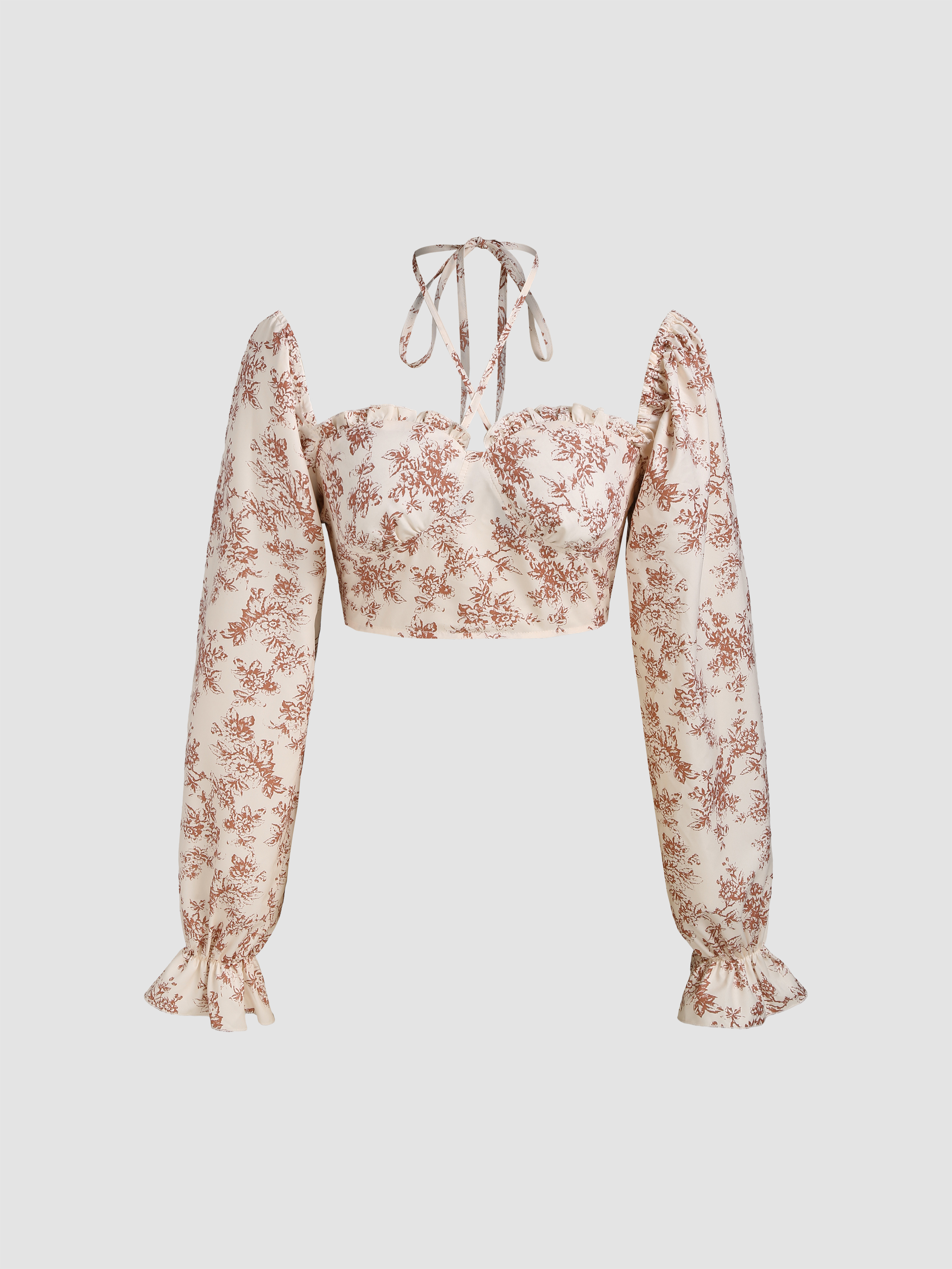 Delicate Kiss Long Sleeve Crop Top - Cider