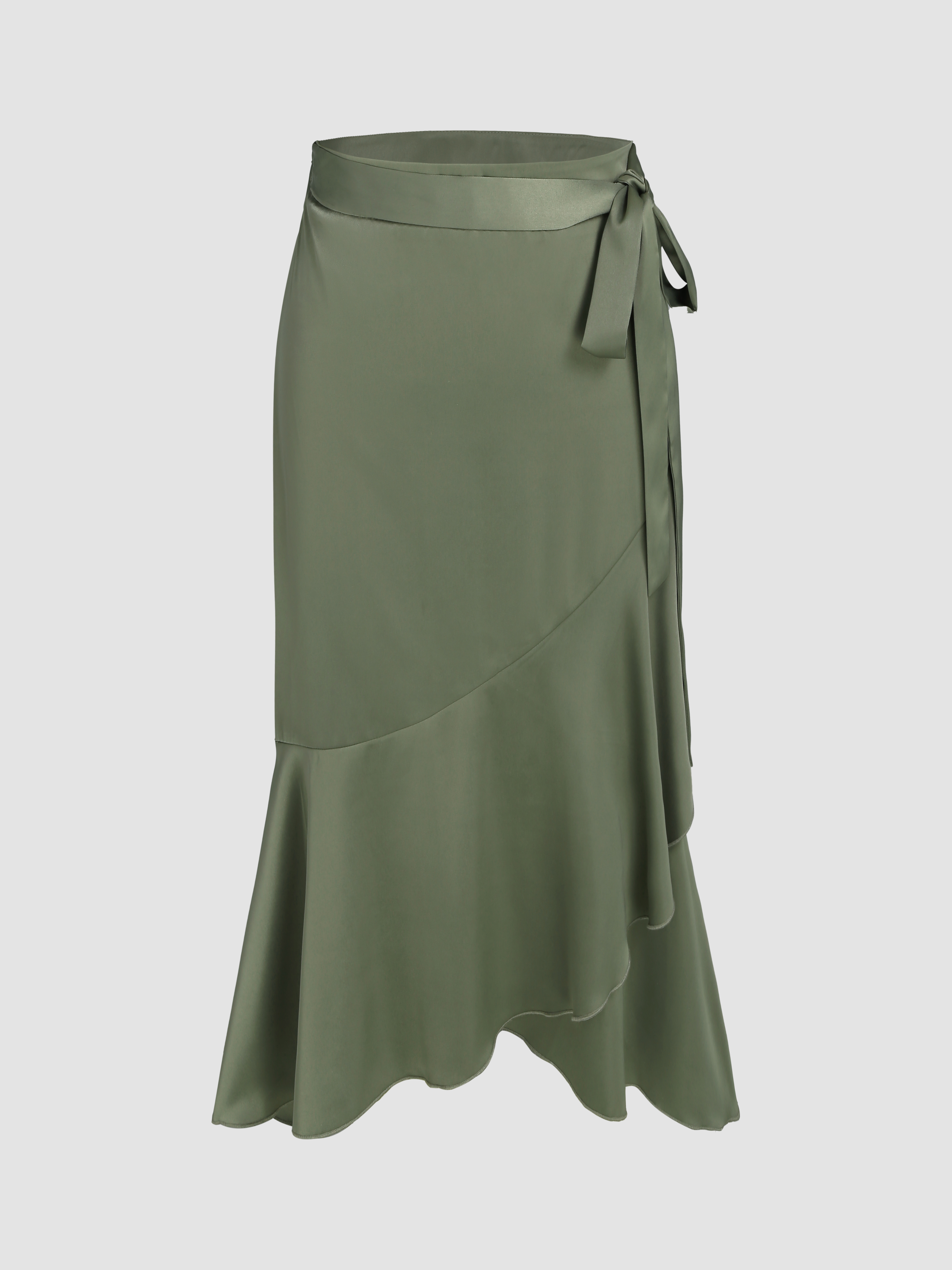 Ruffle Hem Knotted Long Skirt For Date Exhibition Outdoor Vacation