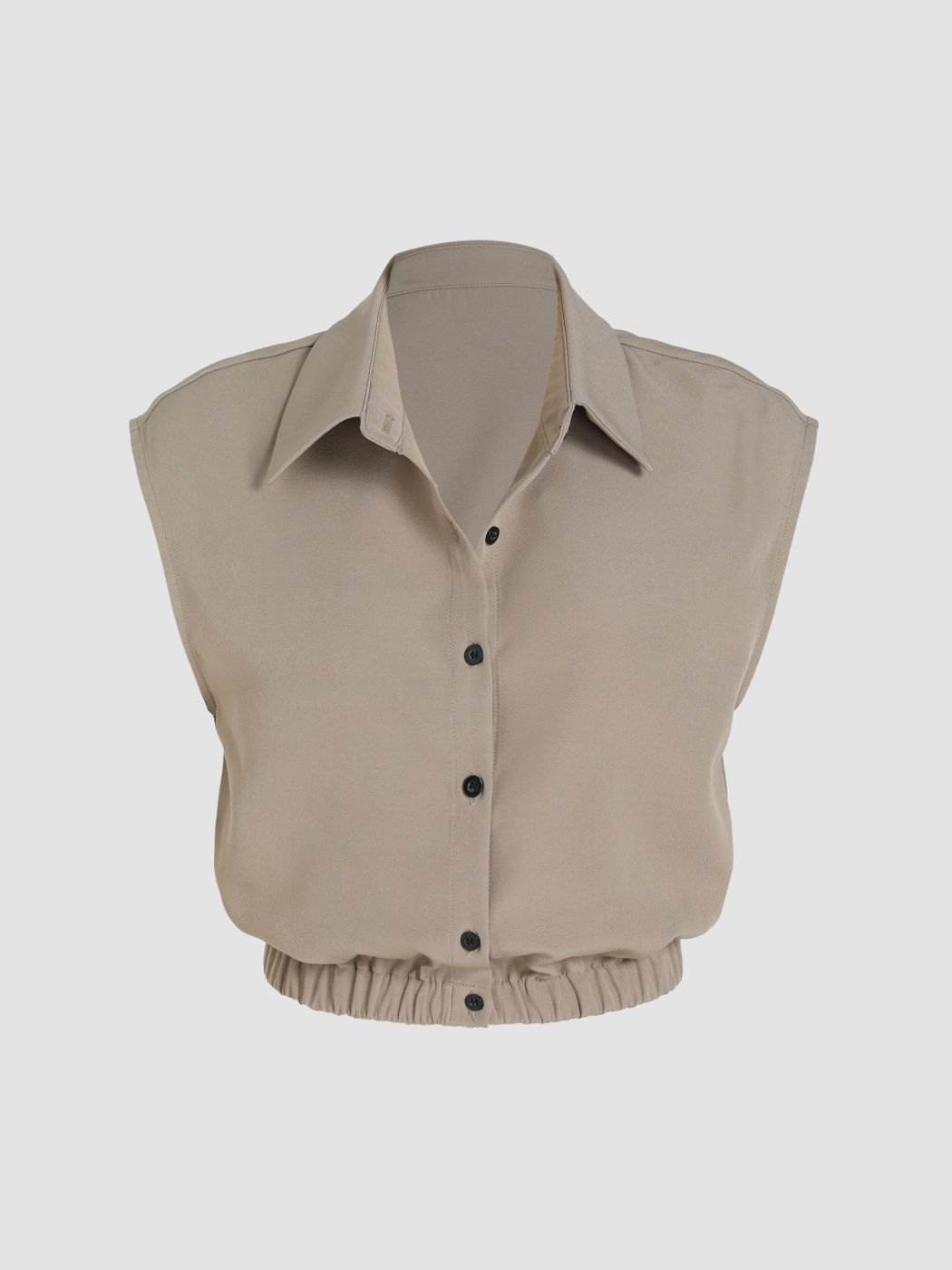 Solid Button Up Collar Tank Top