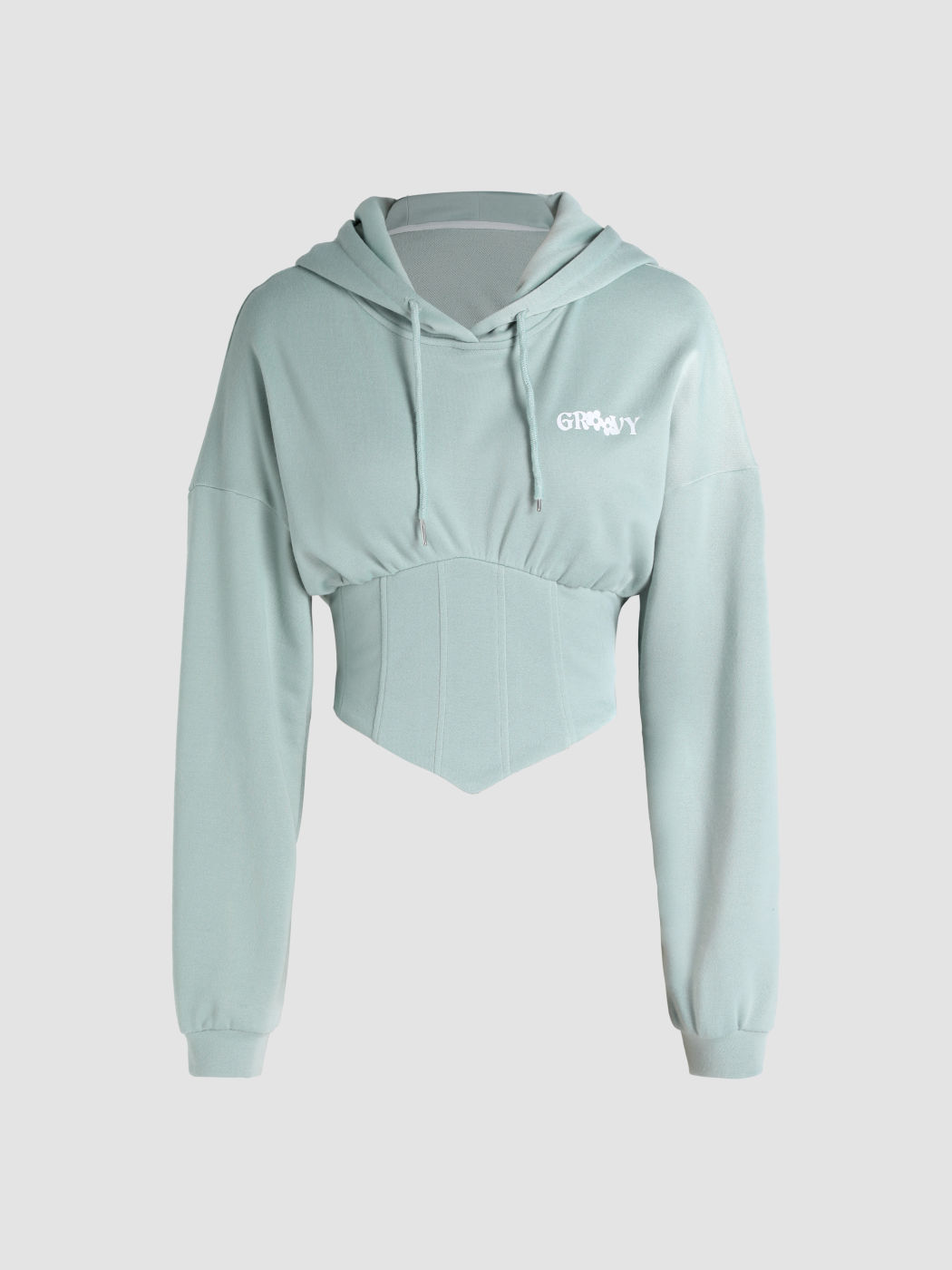 Crop-Hoodie mit Kordelzug und Grafik