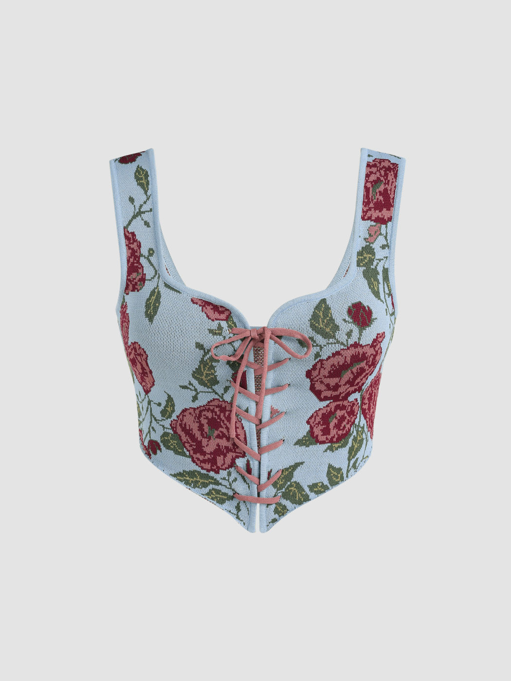 Pullover Weste mit floraler Schnürung