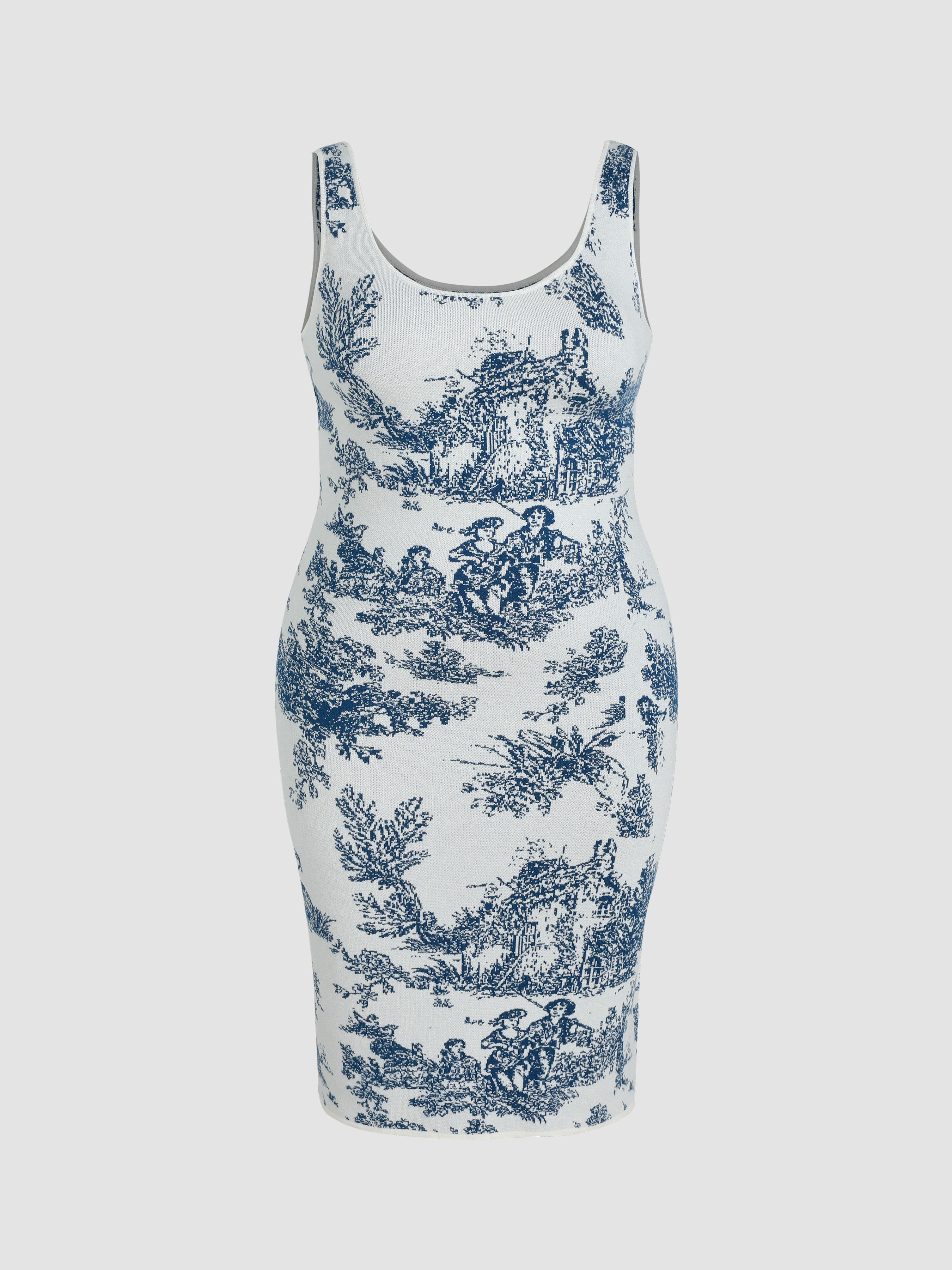 Knit Toile de Jouy Cami Dress Curve & Plus - Cider