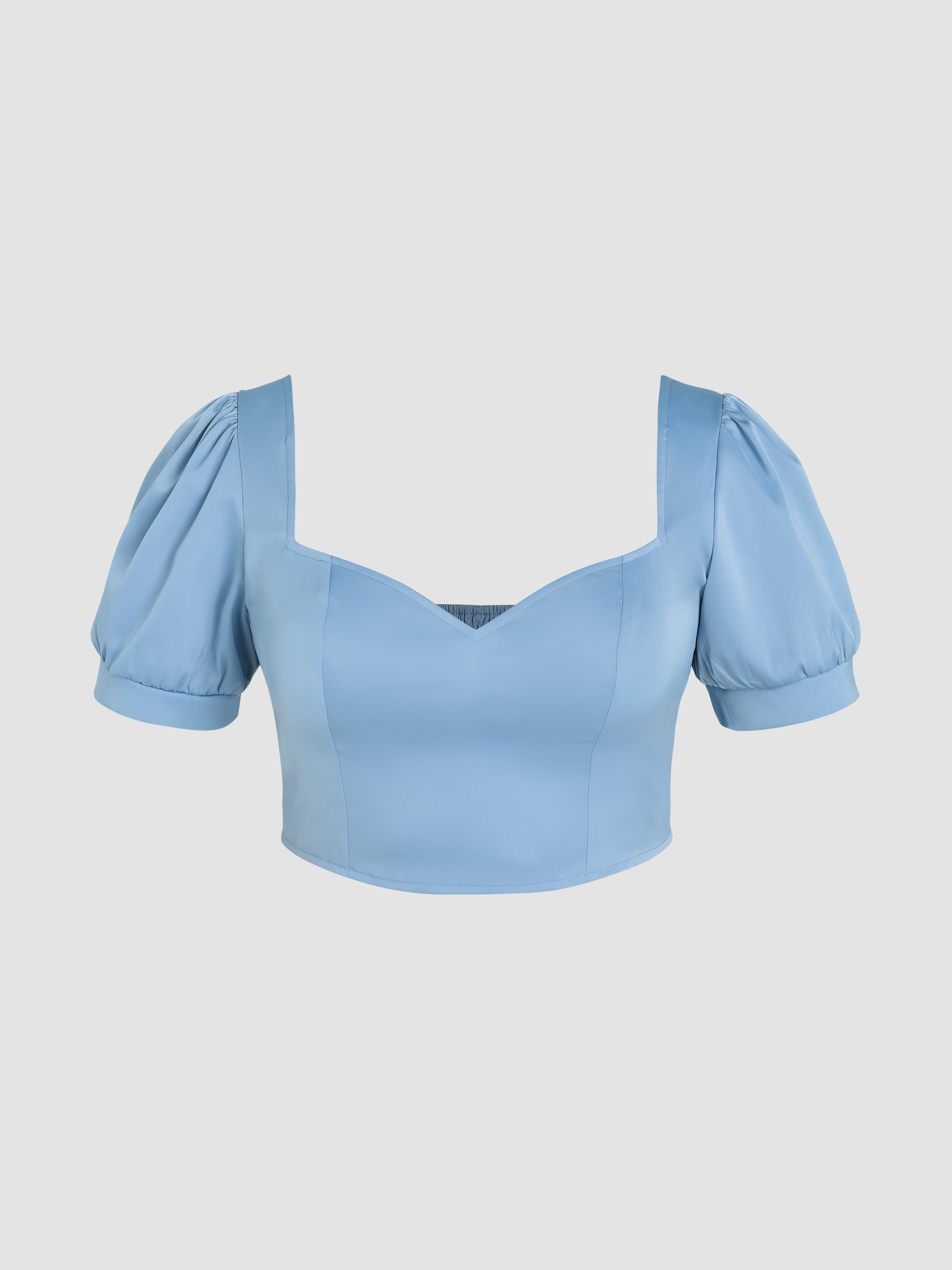 satin puff sleeve crop top