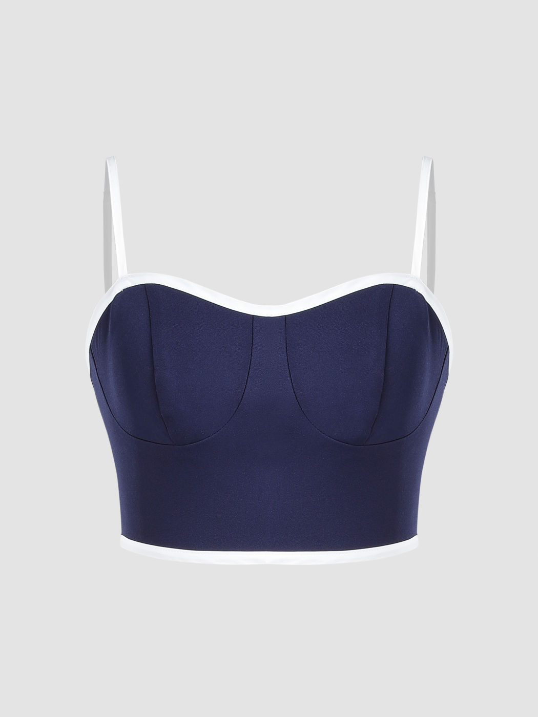  Kontrastbesatz Zip Up Crop Tank Top