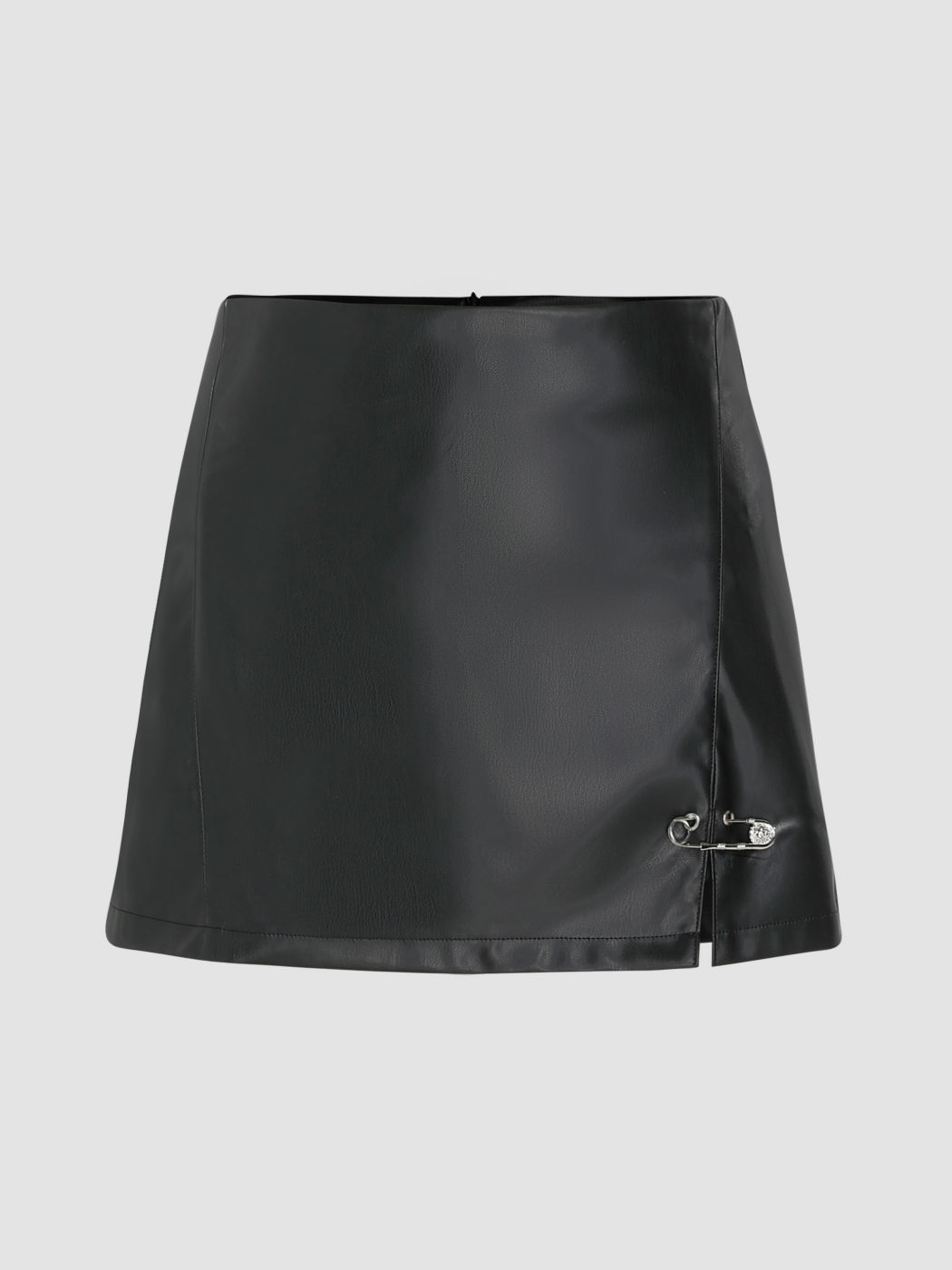 Faux Leather Slit Skort