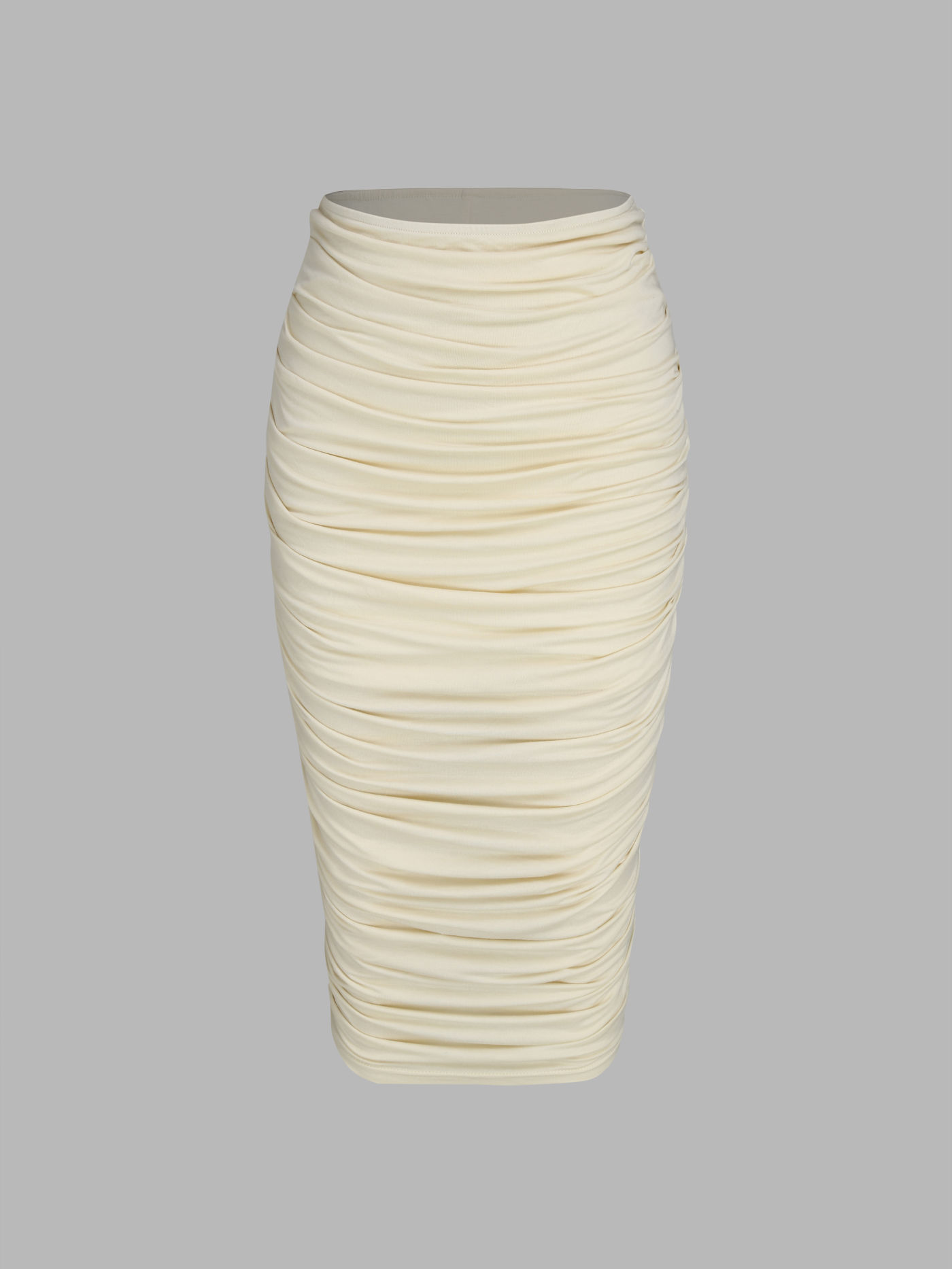 Solid Ruched Split Skirt