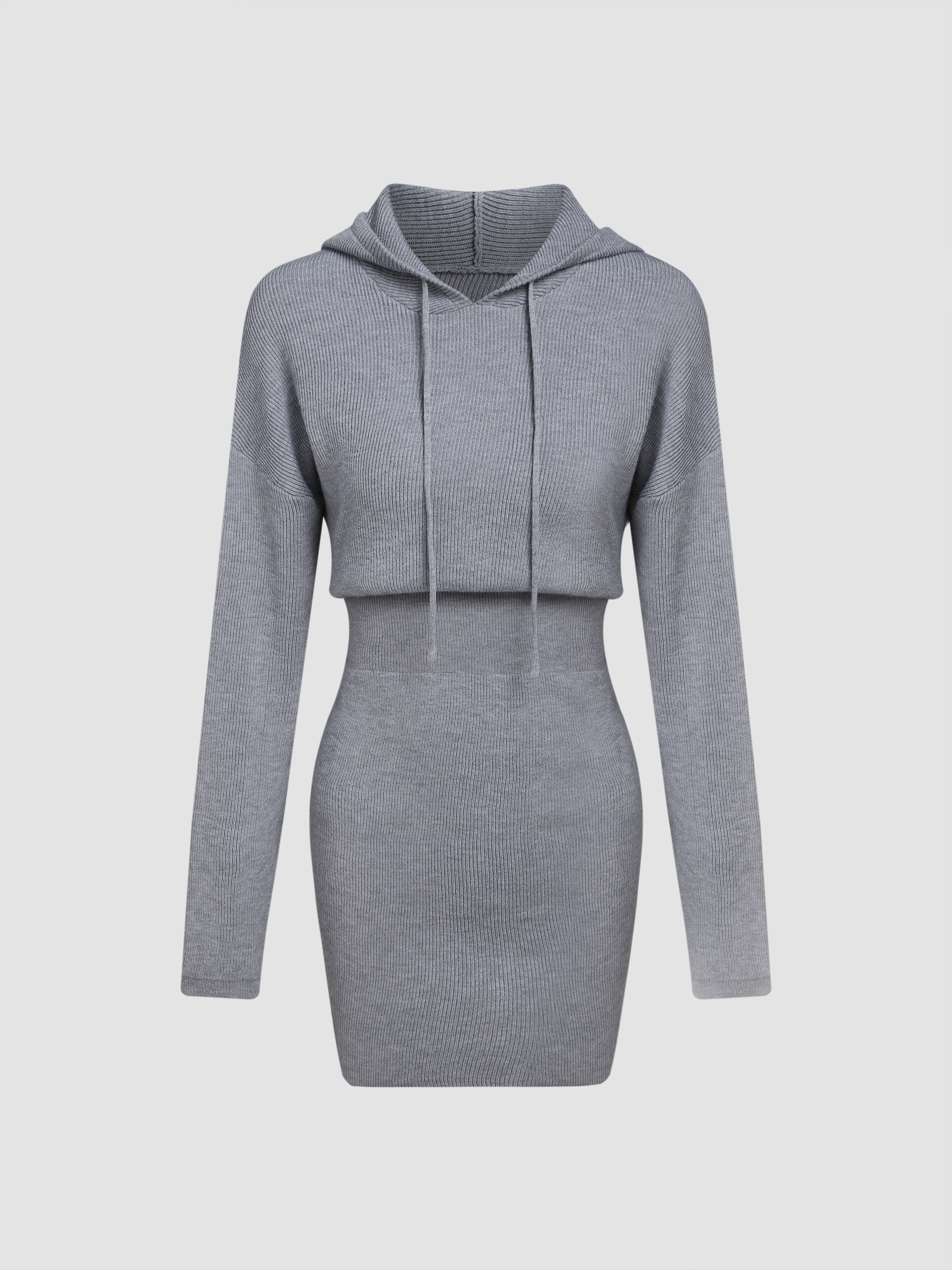 Knit Solid Hooded Dress