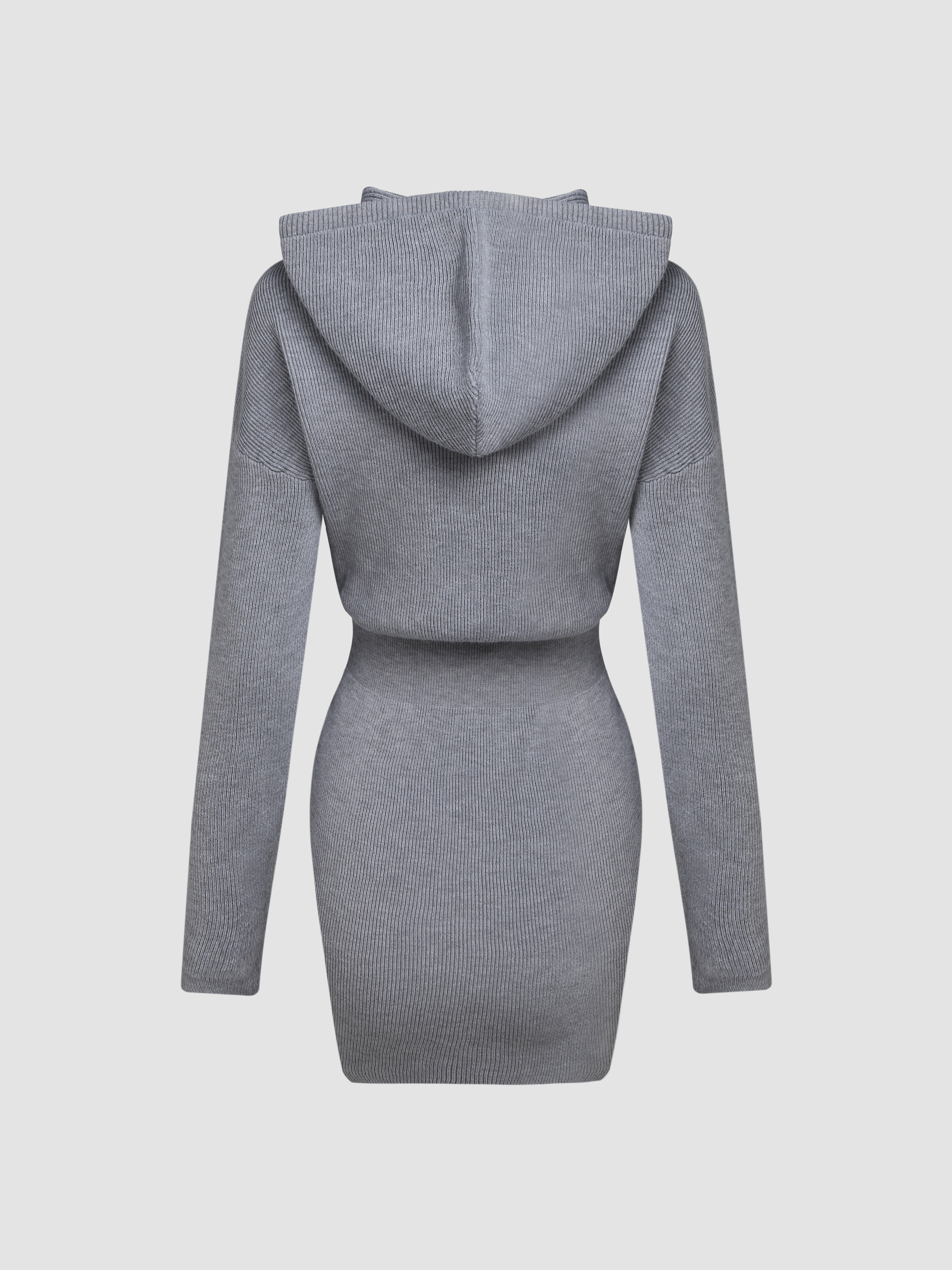 Knit Solid Hooded Dress Cider