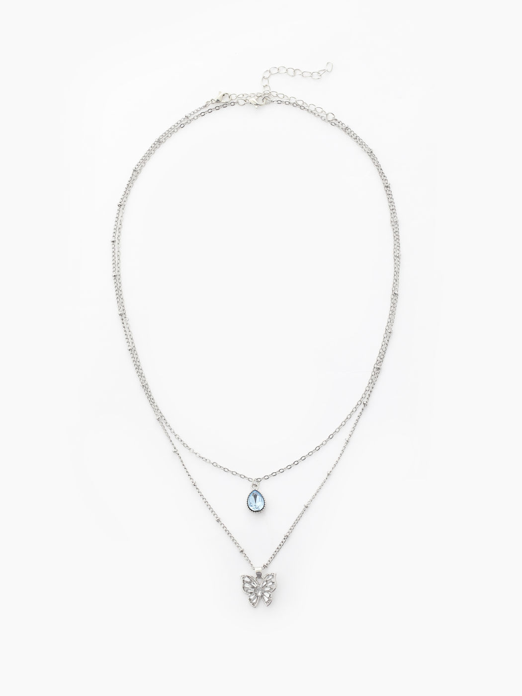 2pcs Butterfly & Rhinestone Decor Necklace Cider