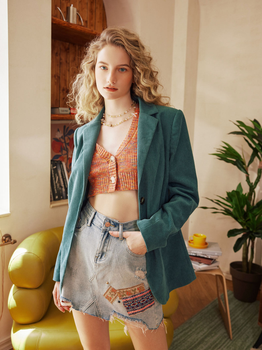 Eyes Of Turquoise Corduroy Blazer