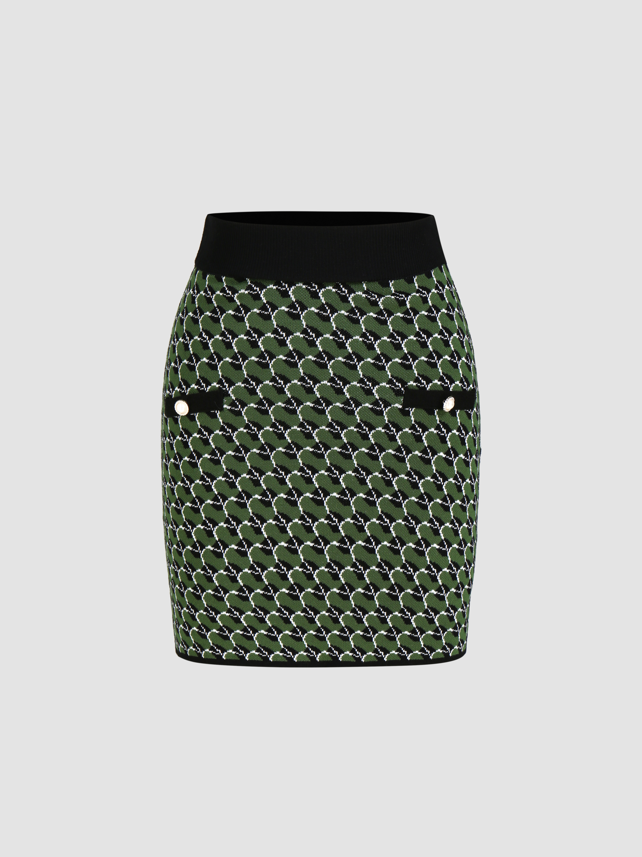 All Over Print Pearl Knitted Skirt - Cider