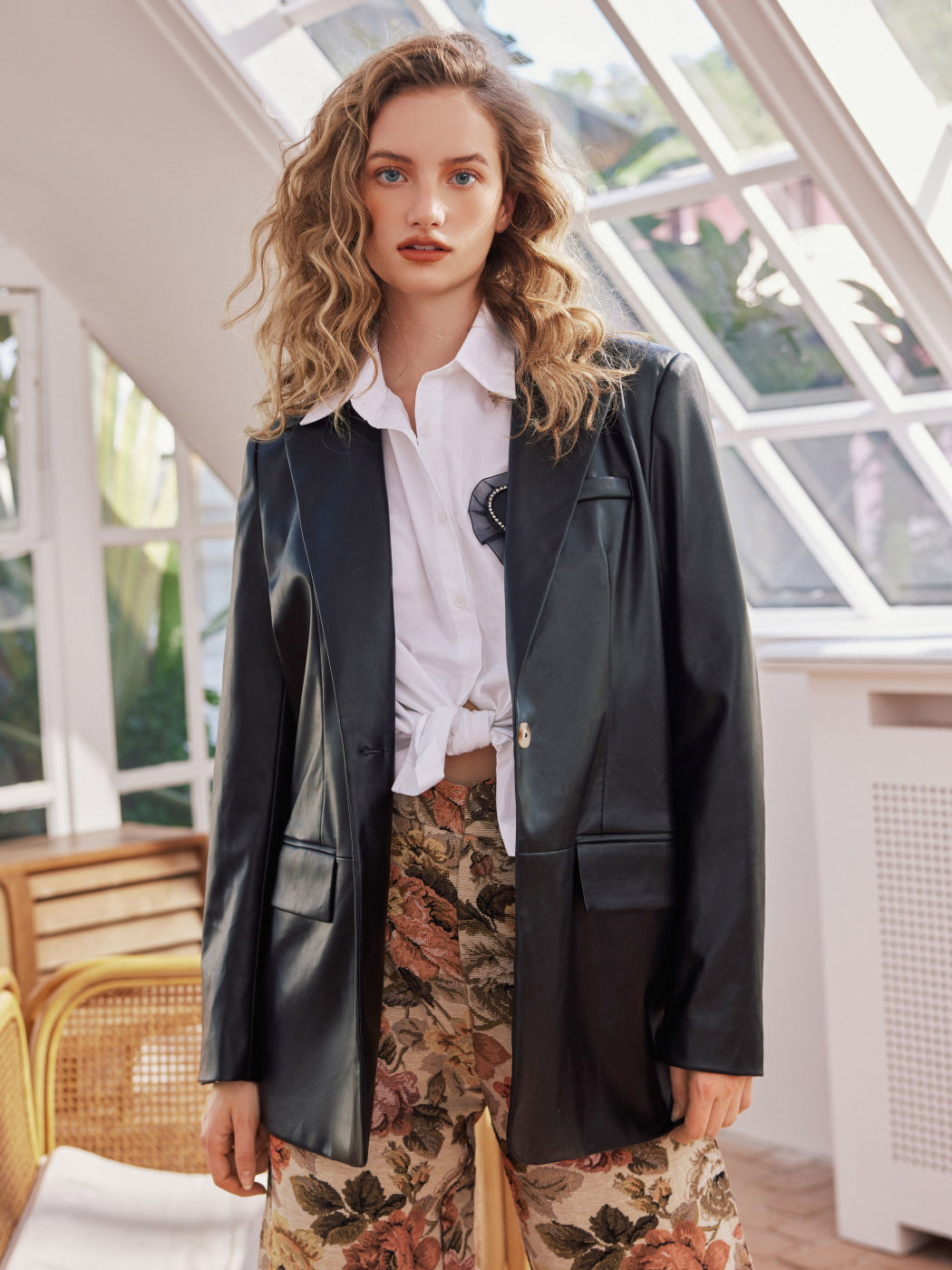 Cyber Intelligence Faux Leather Blazer Costume