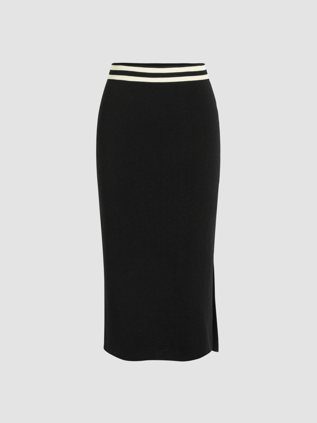 Striped Trim Slit Knit Dress