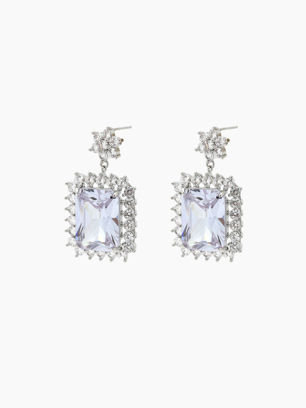 Zircon Square Drop Earrings