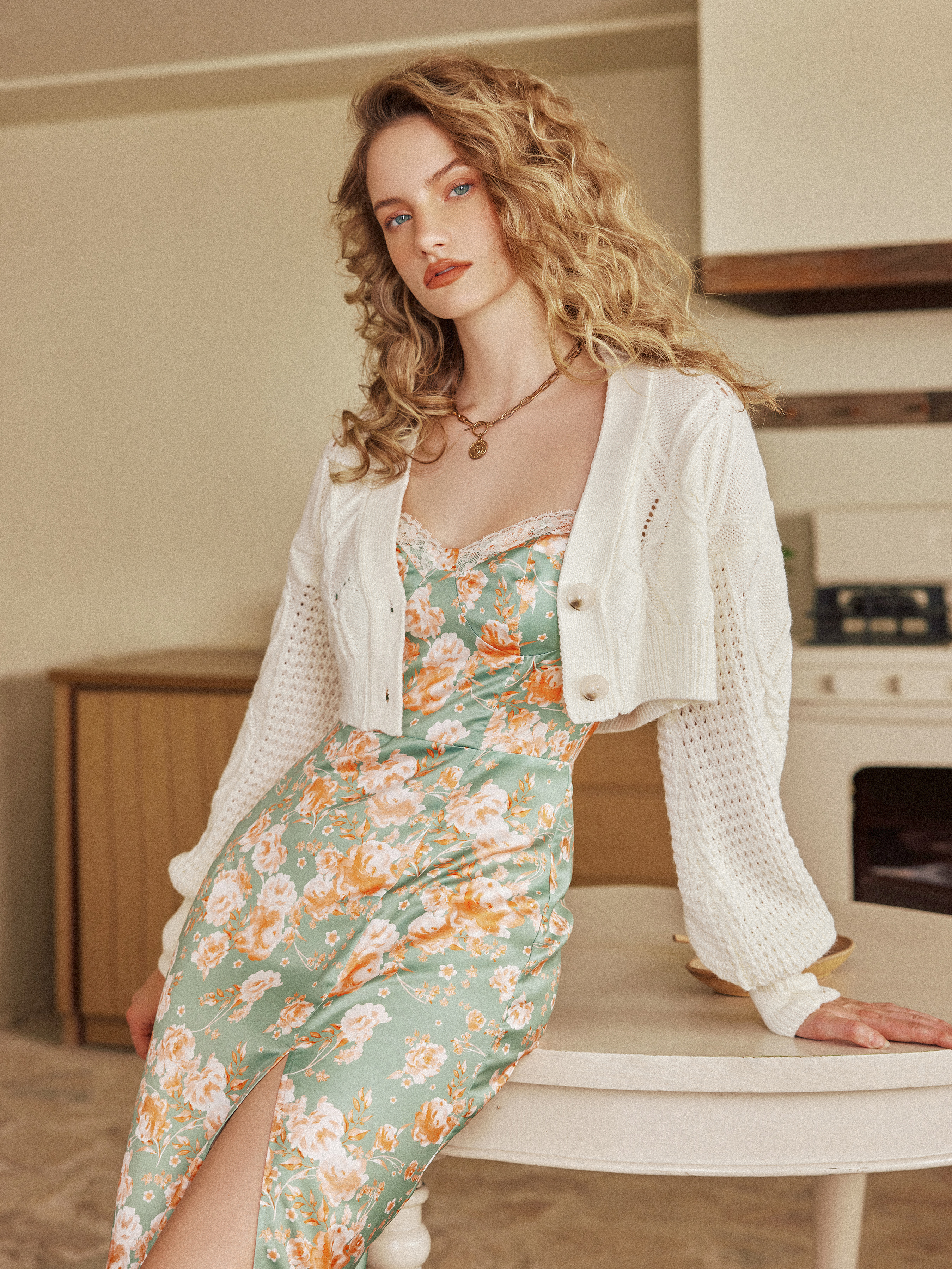 トップス sheer short cardigan cup in knit cami Semi-Sheer Short Knit Cardigan in Cotton Blend