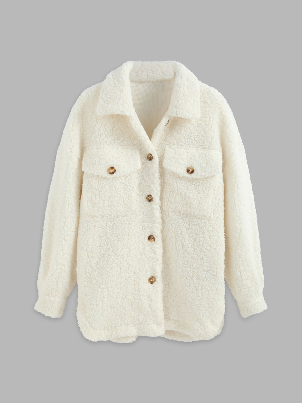 Flauschige Oversized-Kragen Jacke