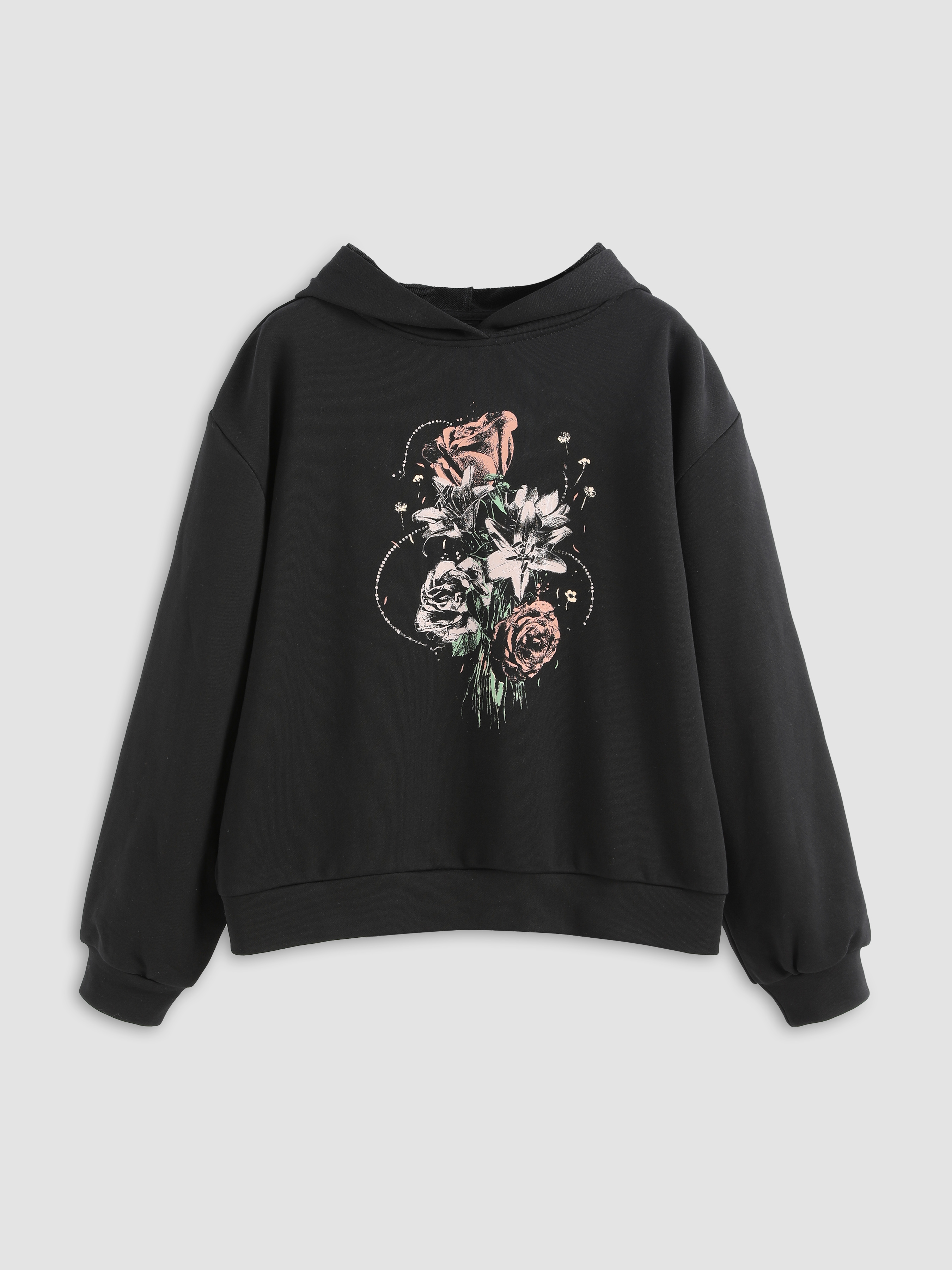 FIND Womens Embroidered Floral Cutout Sweatshirt 