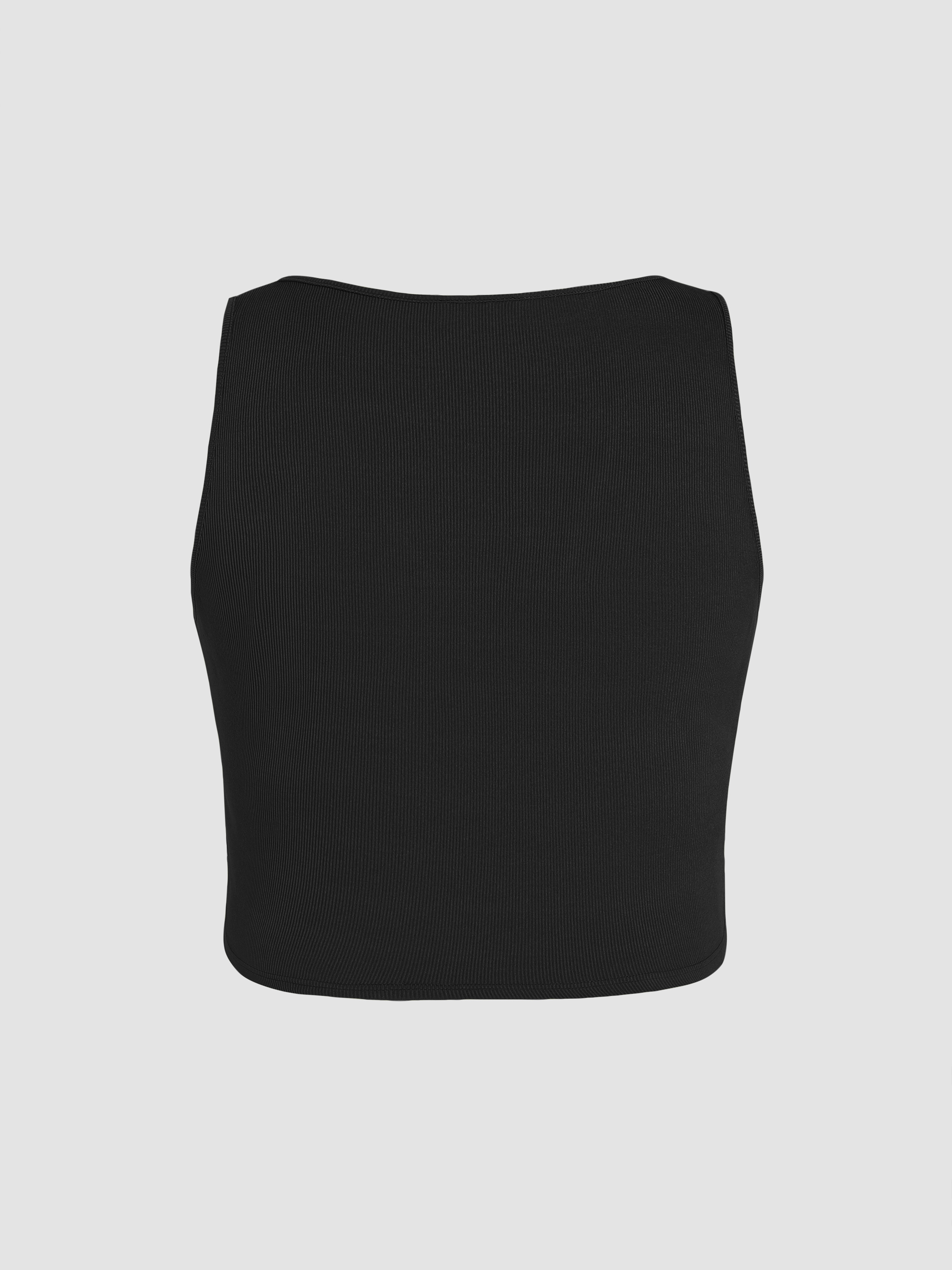 Solid Rib Twist Front Crop Top Curve & Plus - Cider