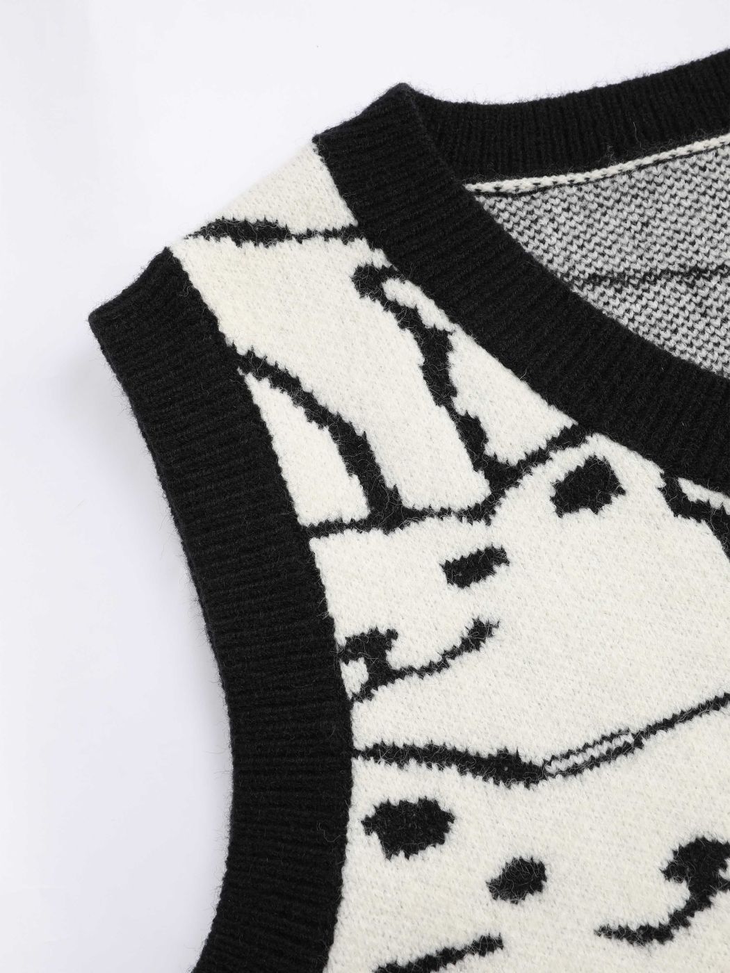 Cats Pattern Vneck Knitted Vest For School Daily Casual