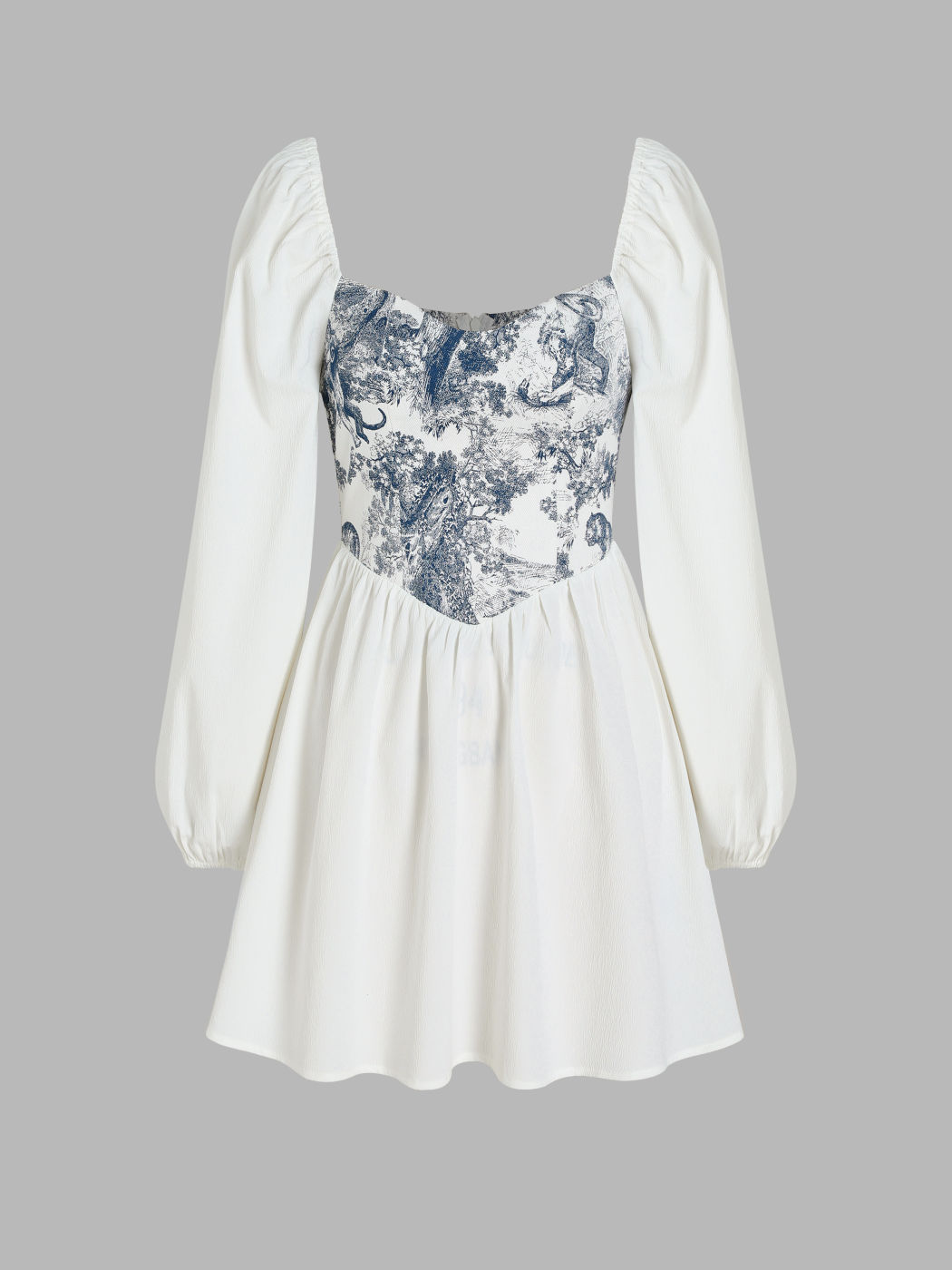  Patchy Toile de Jouy Langärmlige Kleid