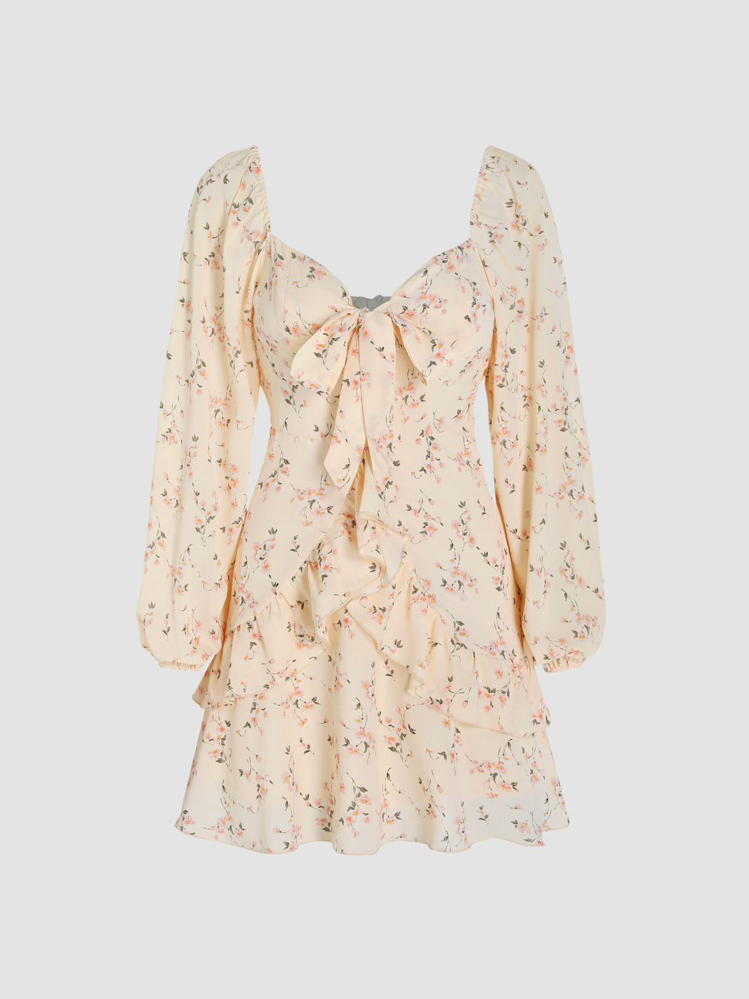 Ditsy Floral Rüschen Bowknot Kleid