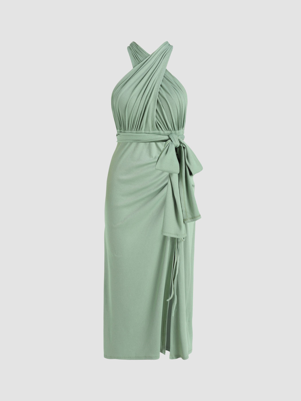  Einfarbiges Kleid mit Kordelzug und mehreren Tragemöglichkeiten