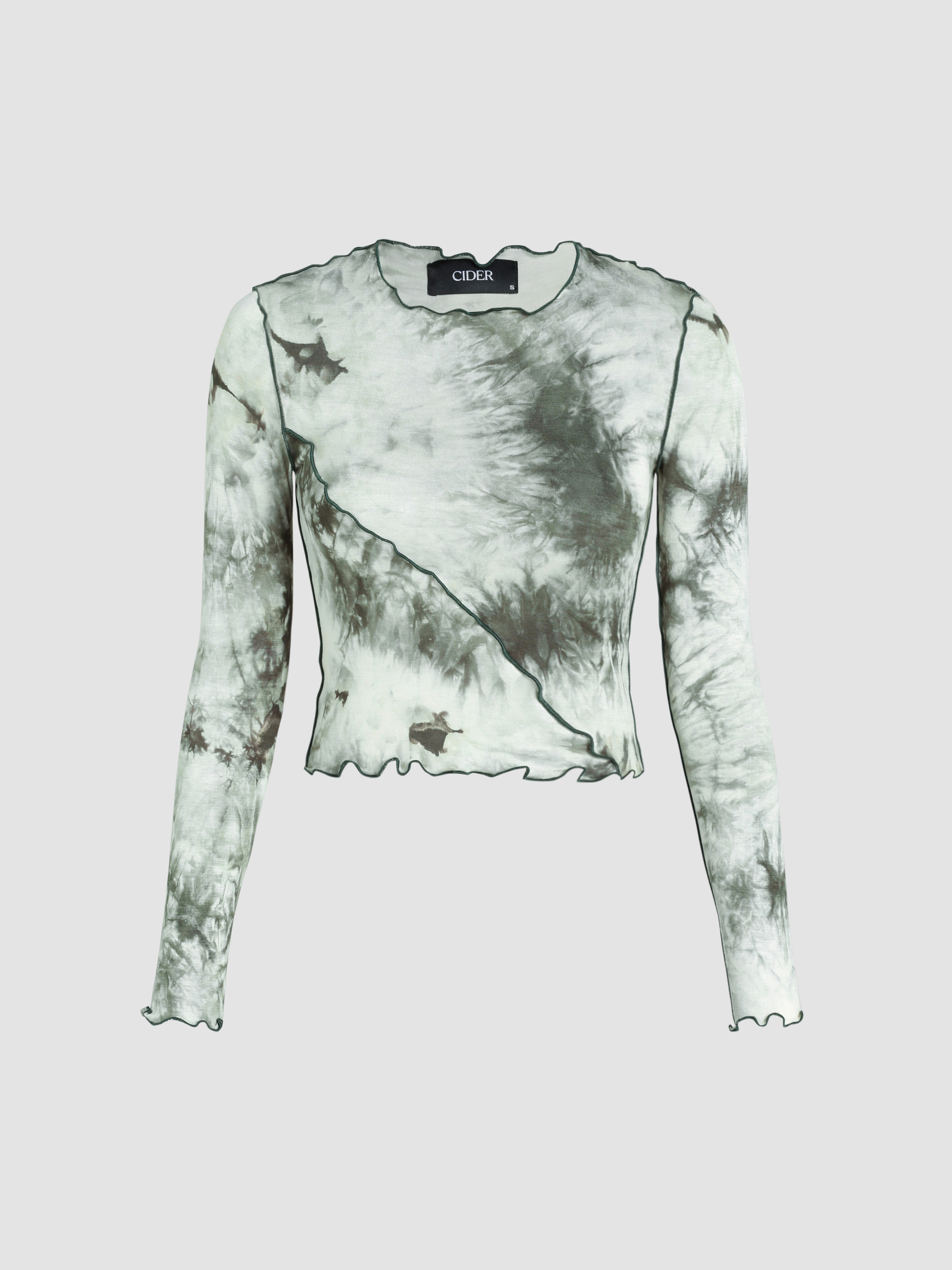 Tie Dye Lettuce Trim Crop Top - Cider