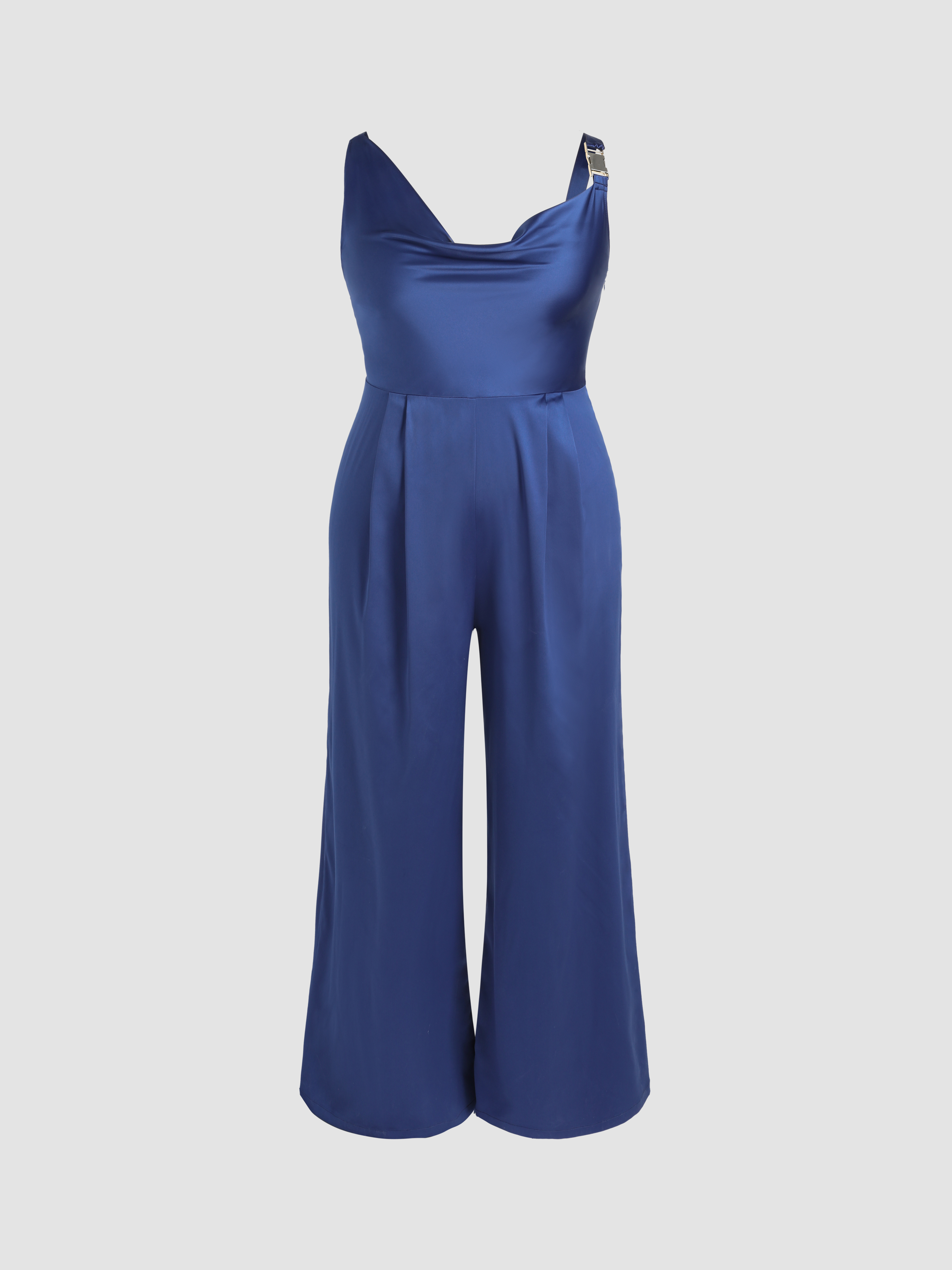 Satin Buckle Cowl Neck Jumpsuit Curve & Plus Cider