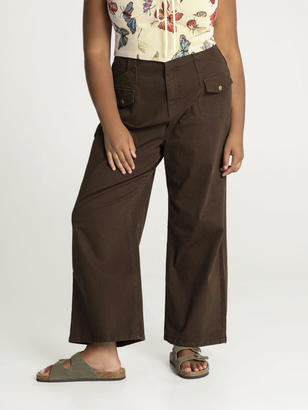 Retro Braune Denim Gerade Beine Hosen Kurve & Plus