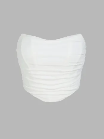 Einfarbiges trägerloses Crop Tube Top