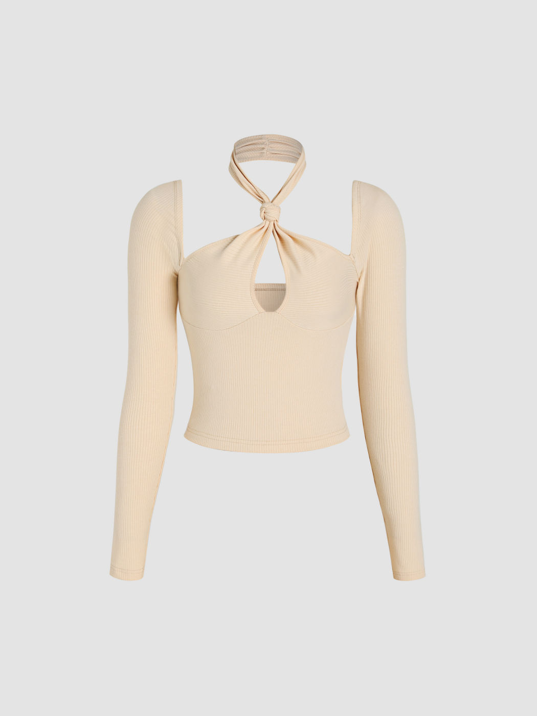  Recyceltes Material ausgeschnittenes geknotetes Halter-Crop-Top