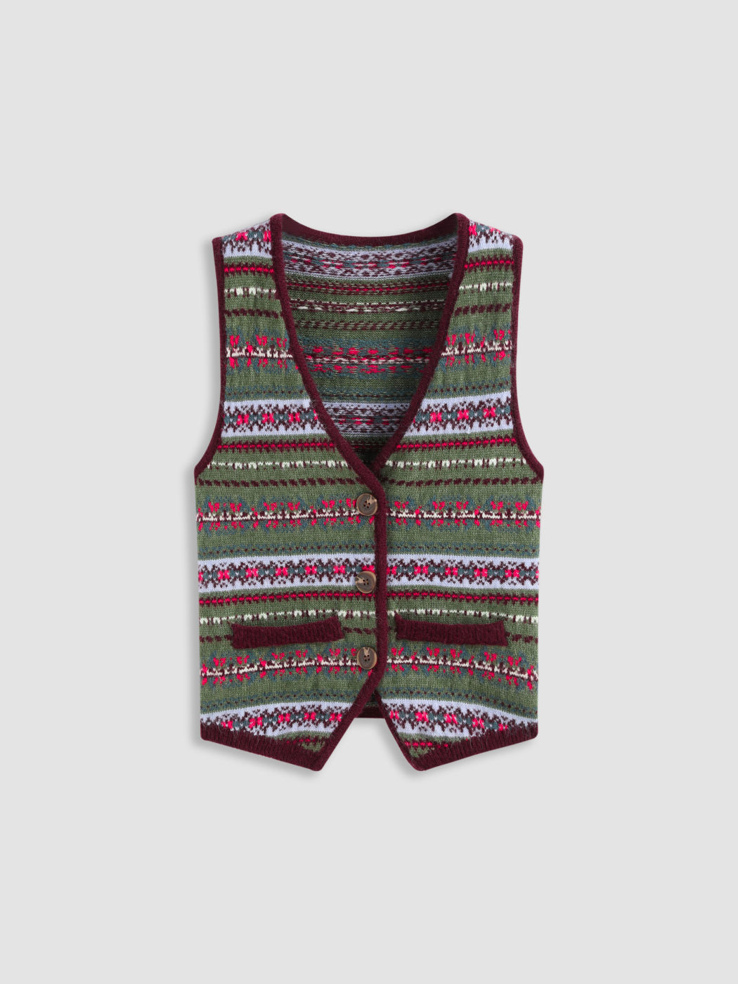 Strickweste mit Knöpfen und Streifen