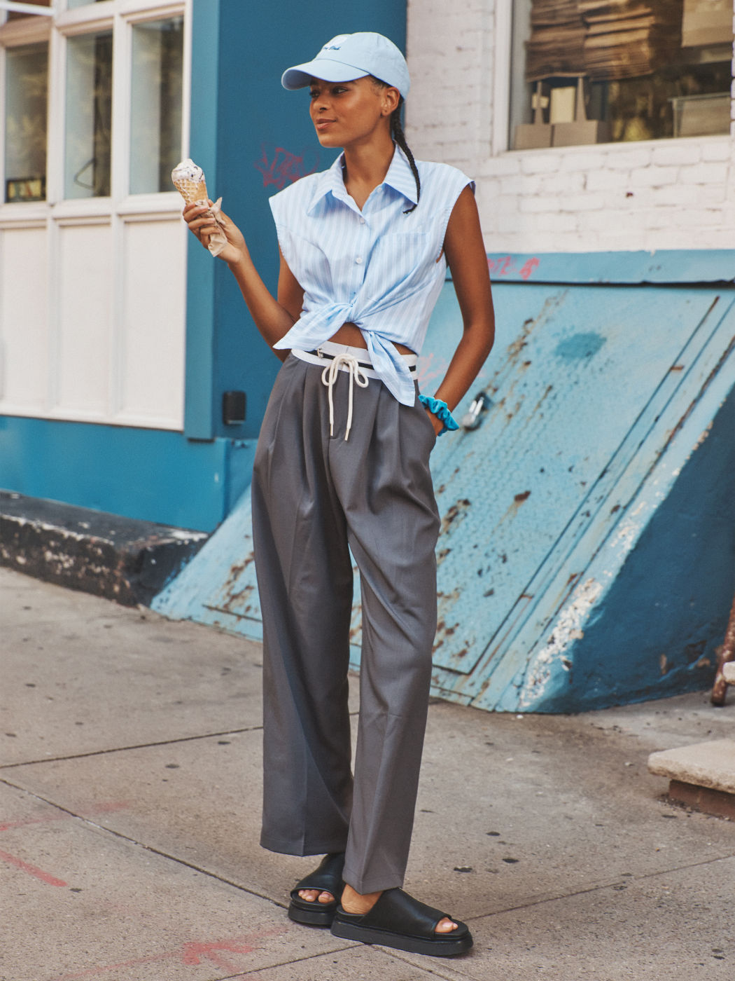 City Strollin Solid String Belt Trousers 