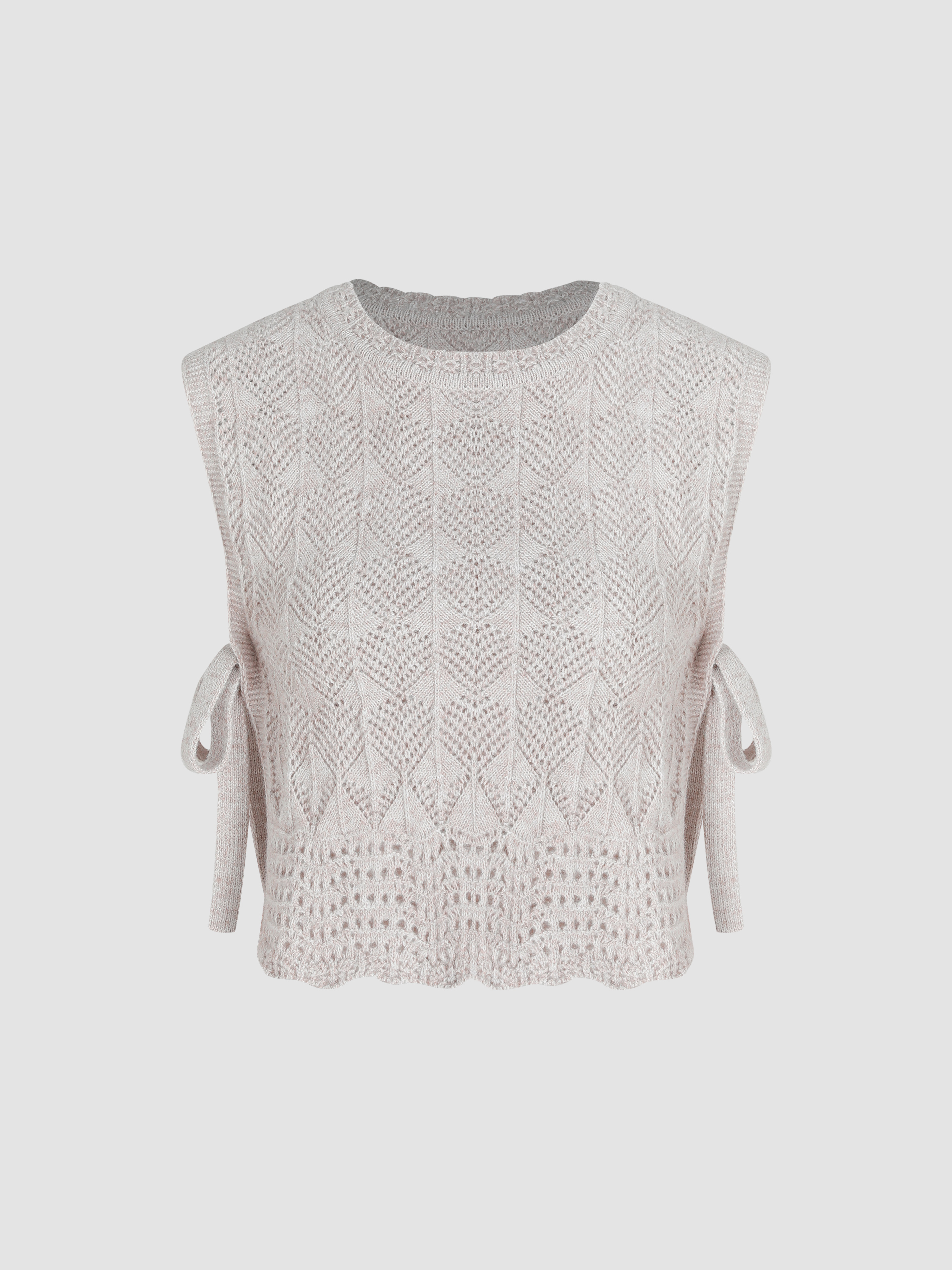 Recycled Fabric Knitted Knotted Side Vest For Date Exhibition Coffee