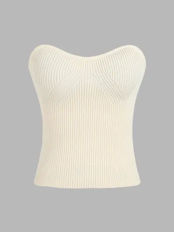 Top a tubo in maglia a coste