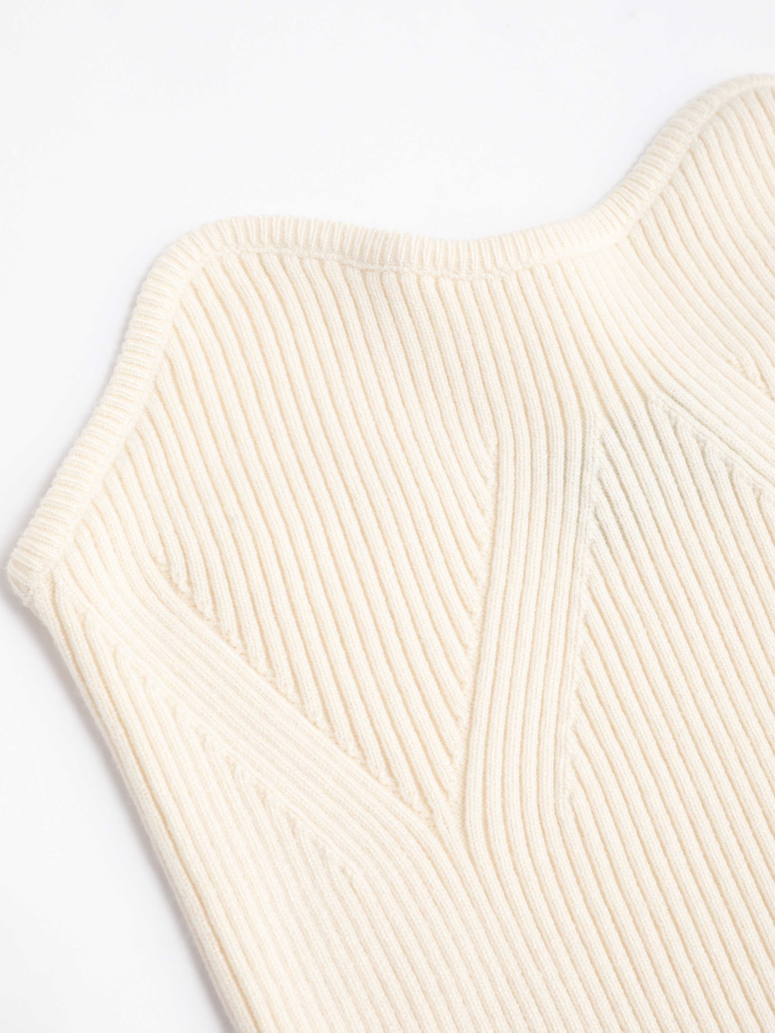 YUNBO - Knotted Ribbed Knit Crop Tube Top