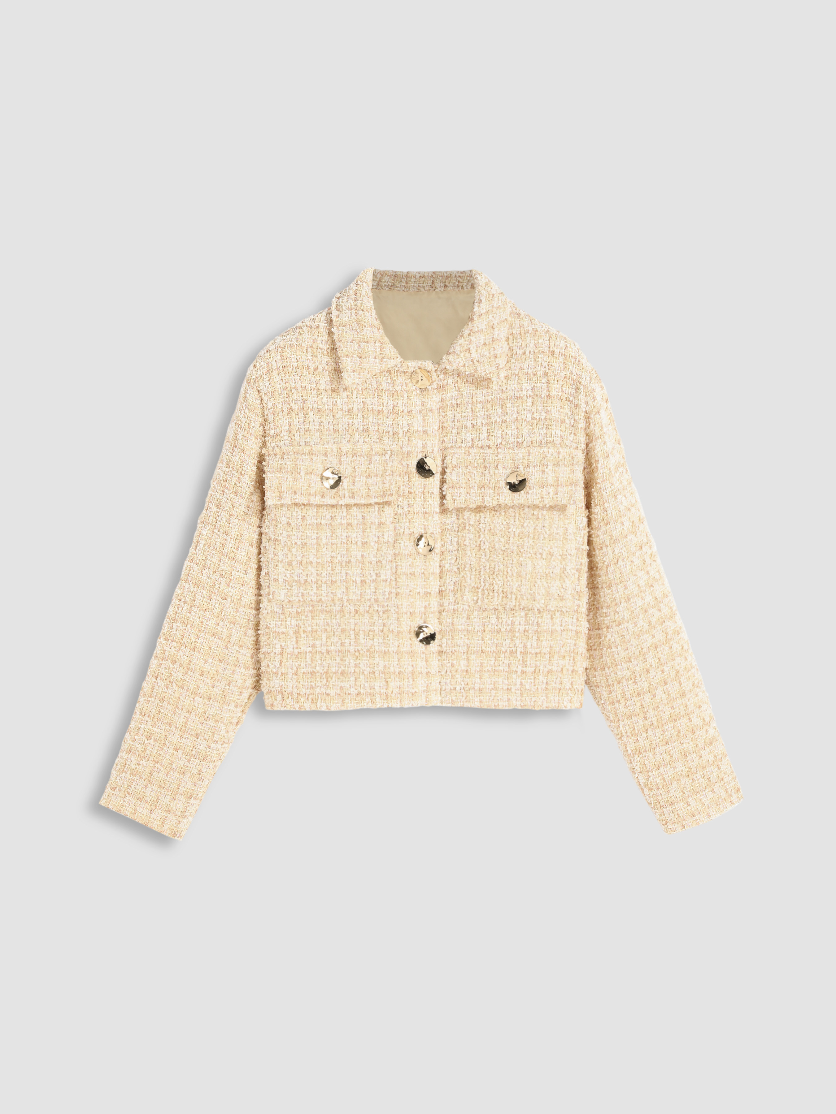 Tweed Button Down Crop Jacket Cider