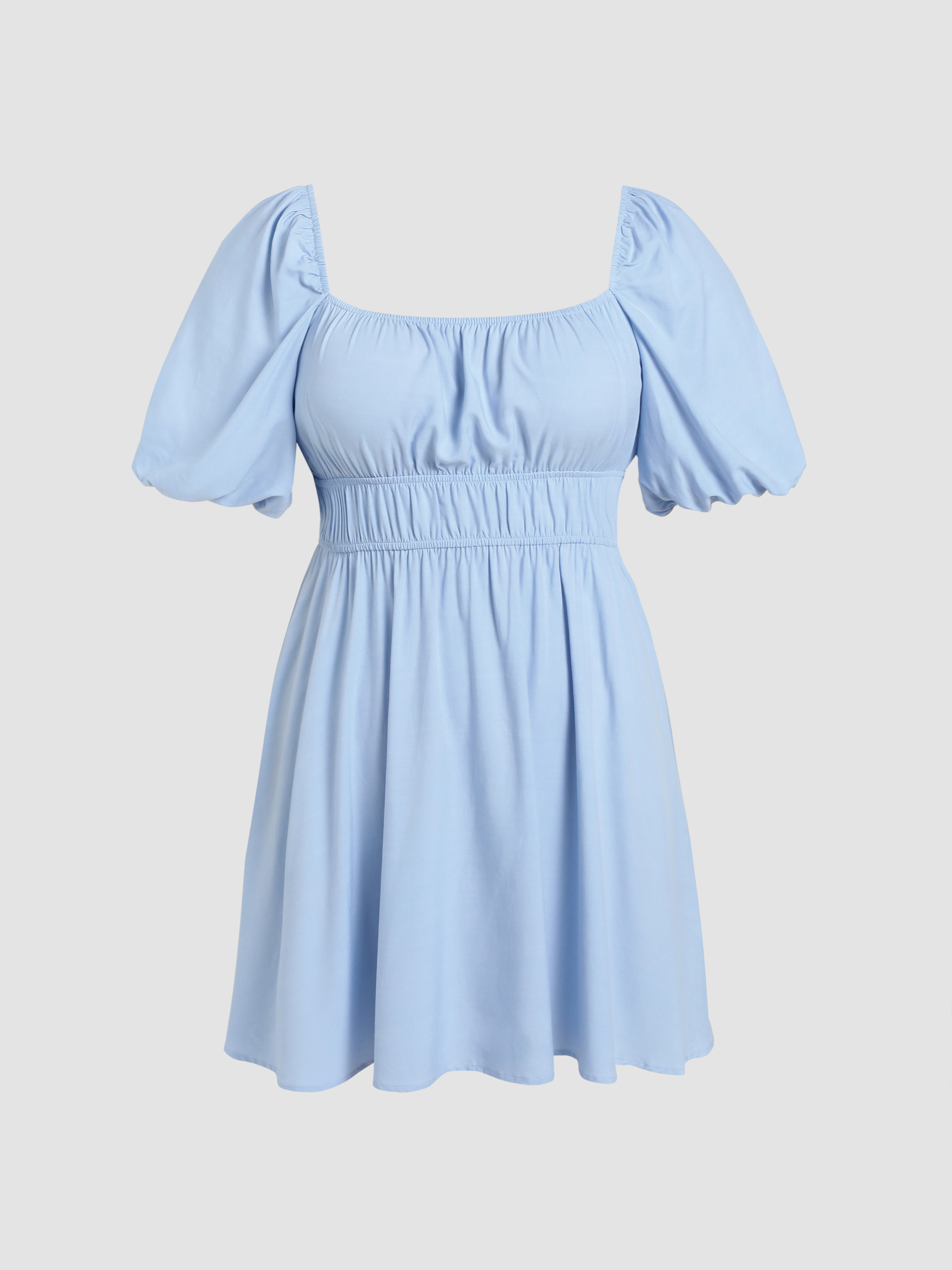 Curve & Plus Solid Puff Sleeve Mini Dress