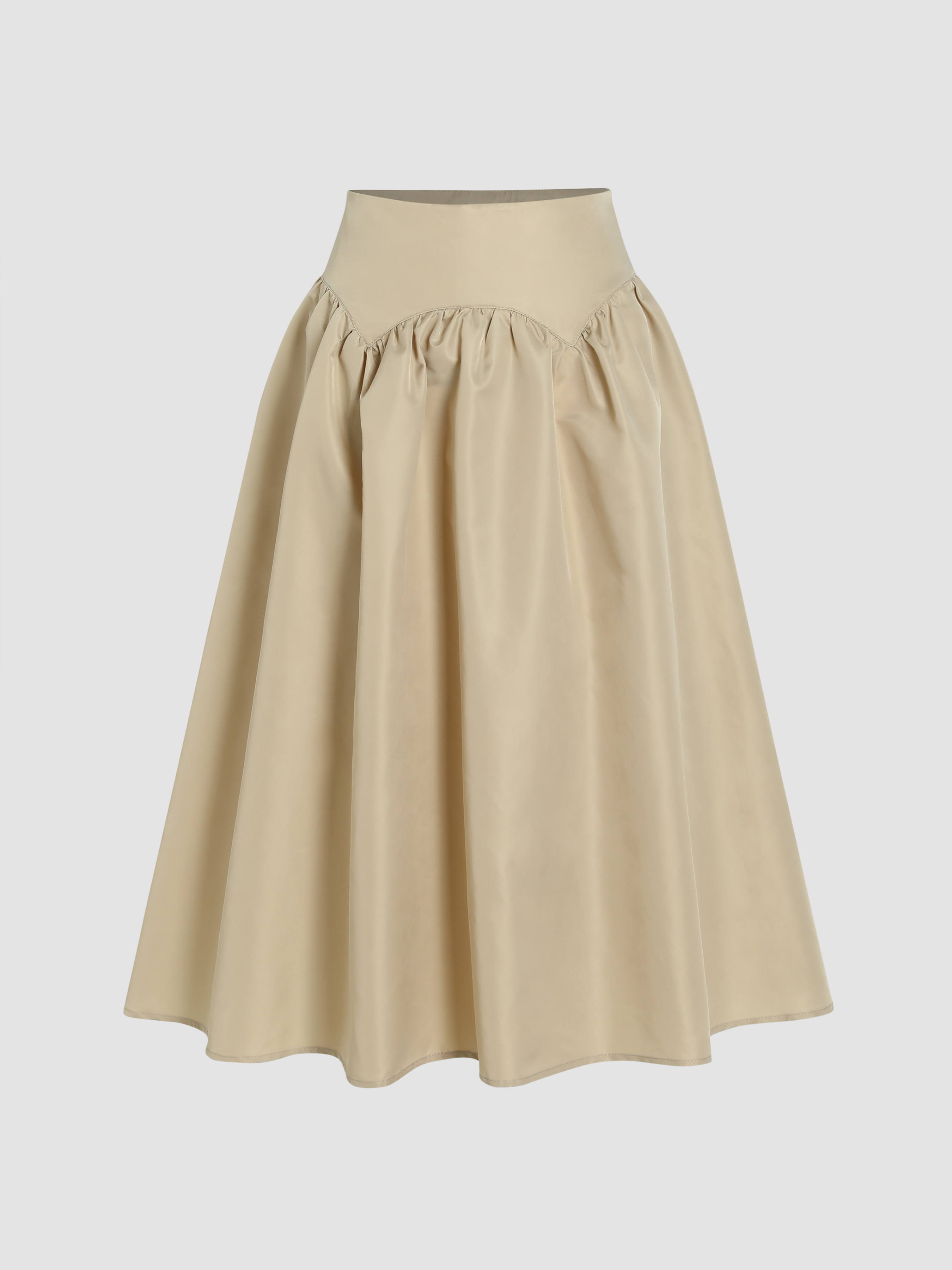 A-line Solid Midi Skirt - Cider