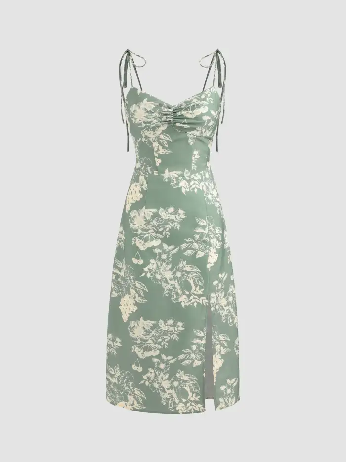 cider green floral dress Blue Dresses Backless midi dress