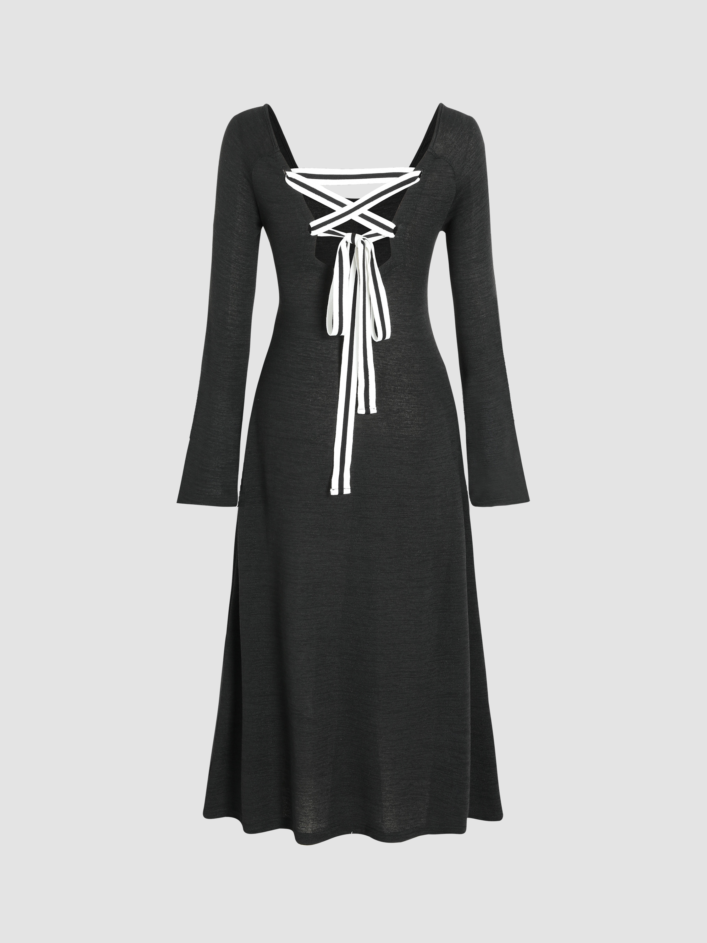 Lace Back Solid Maxi Dress Cider