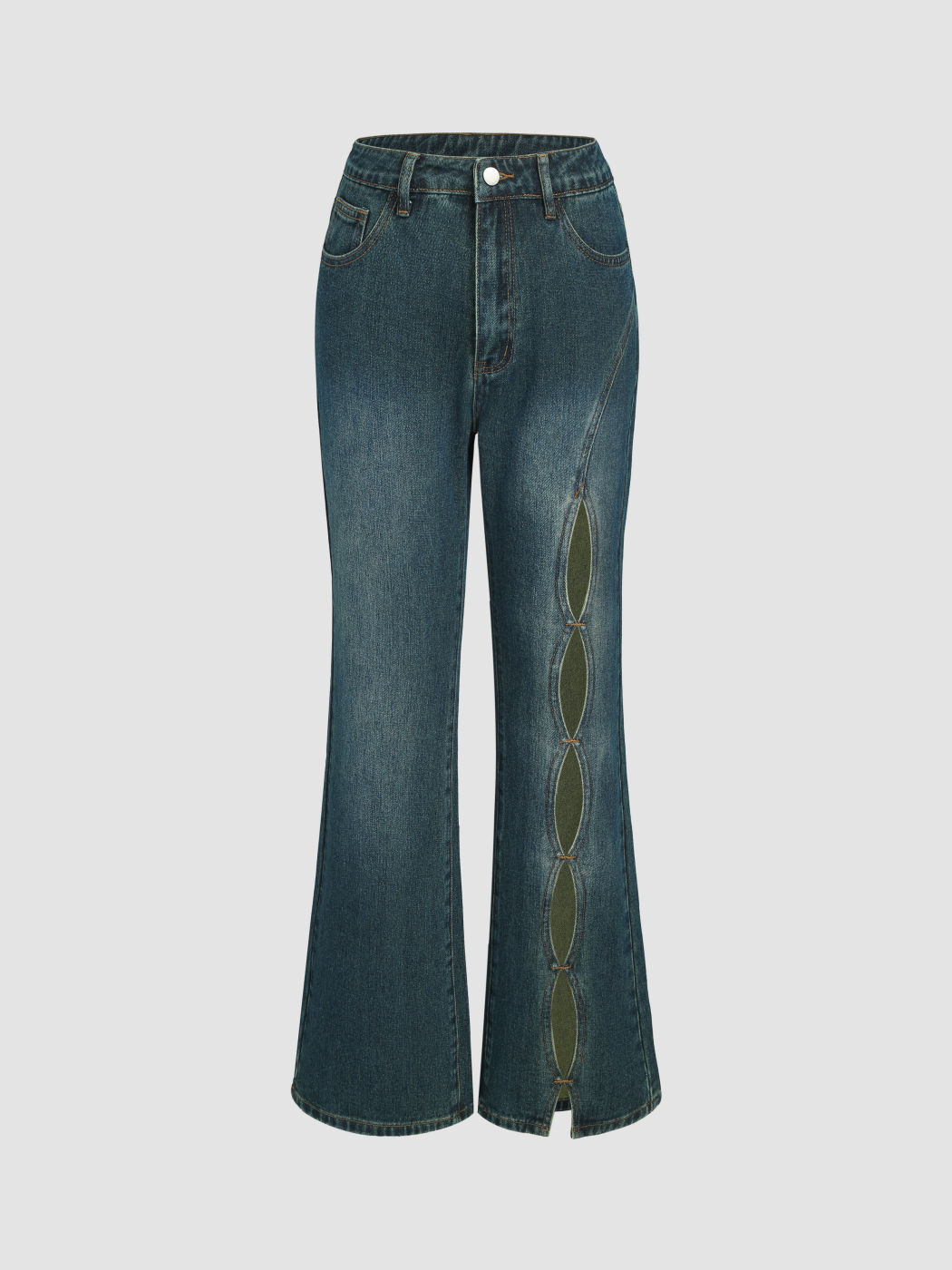 Retro Low Rise Cut Out Schlagjeans