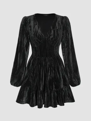 Velvet Solid Mini Dress